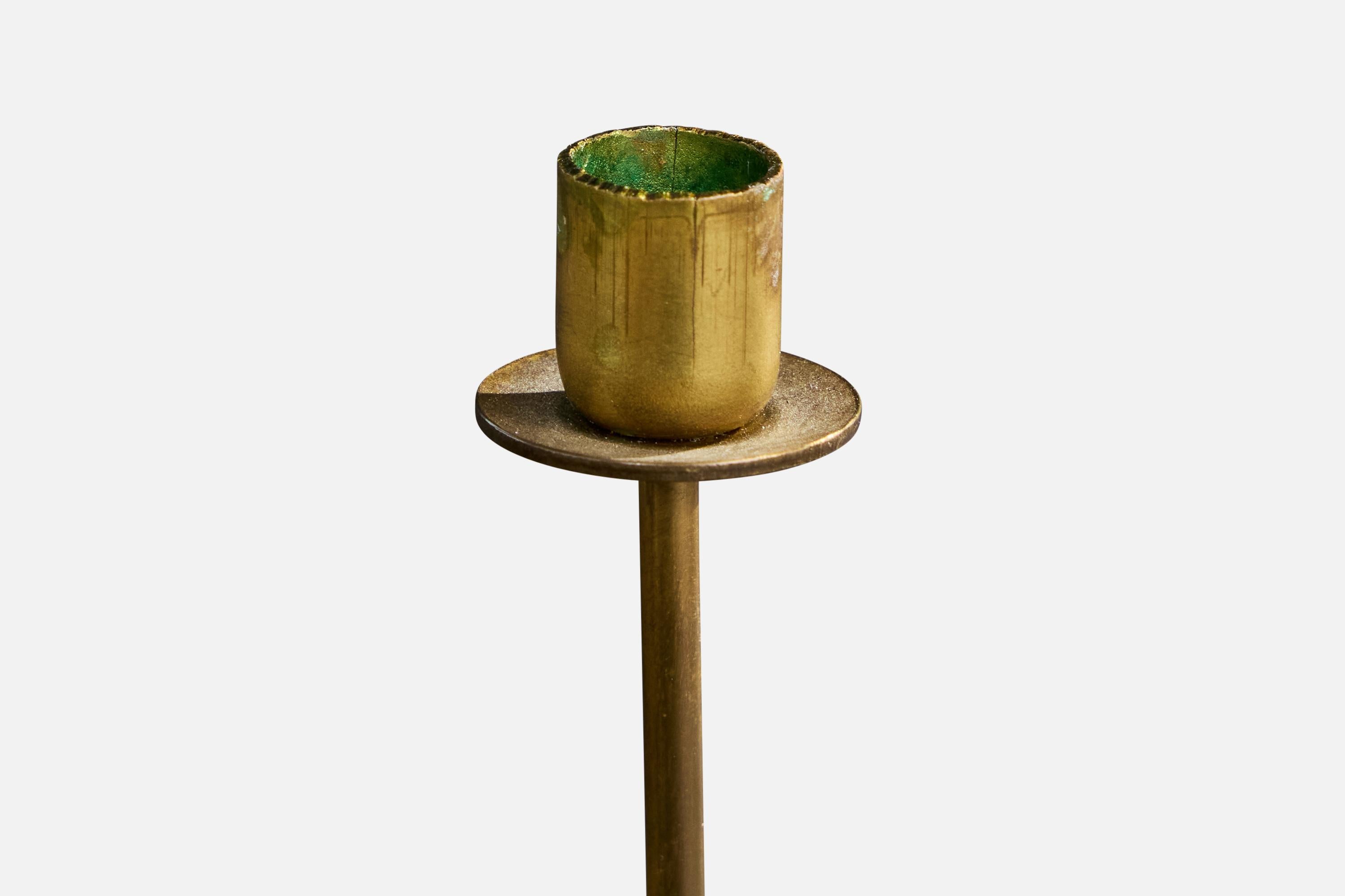 Mid-20th Century Swedish Designer, Candelabra, Brass, Sweden, 1940s For Sale