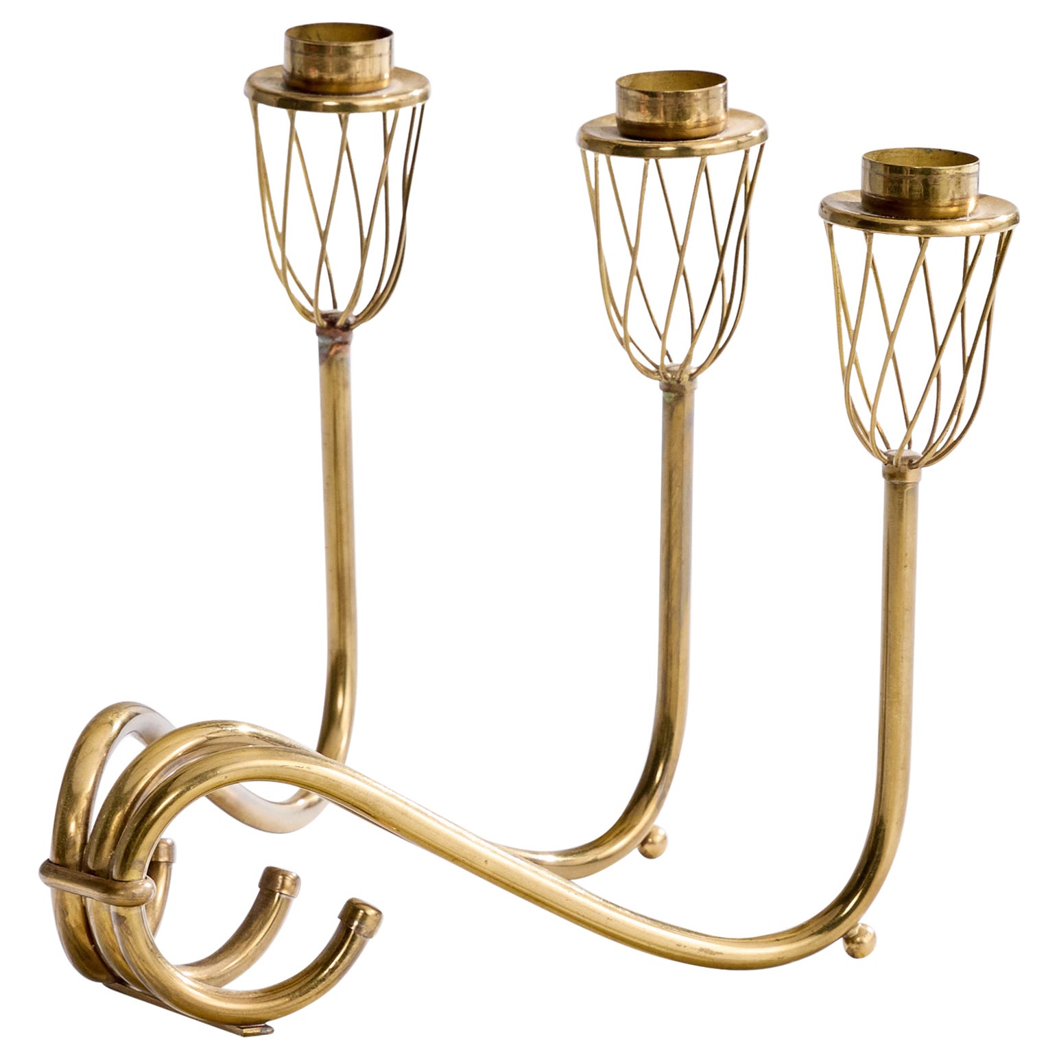 Schwedischer Designer, Kandelaber, Messing, Schweden, 1940er Jahre