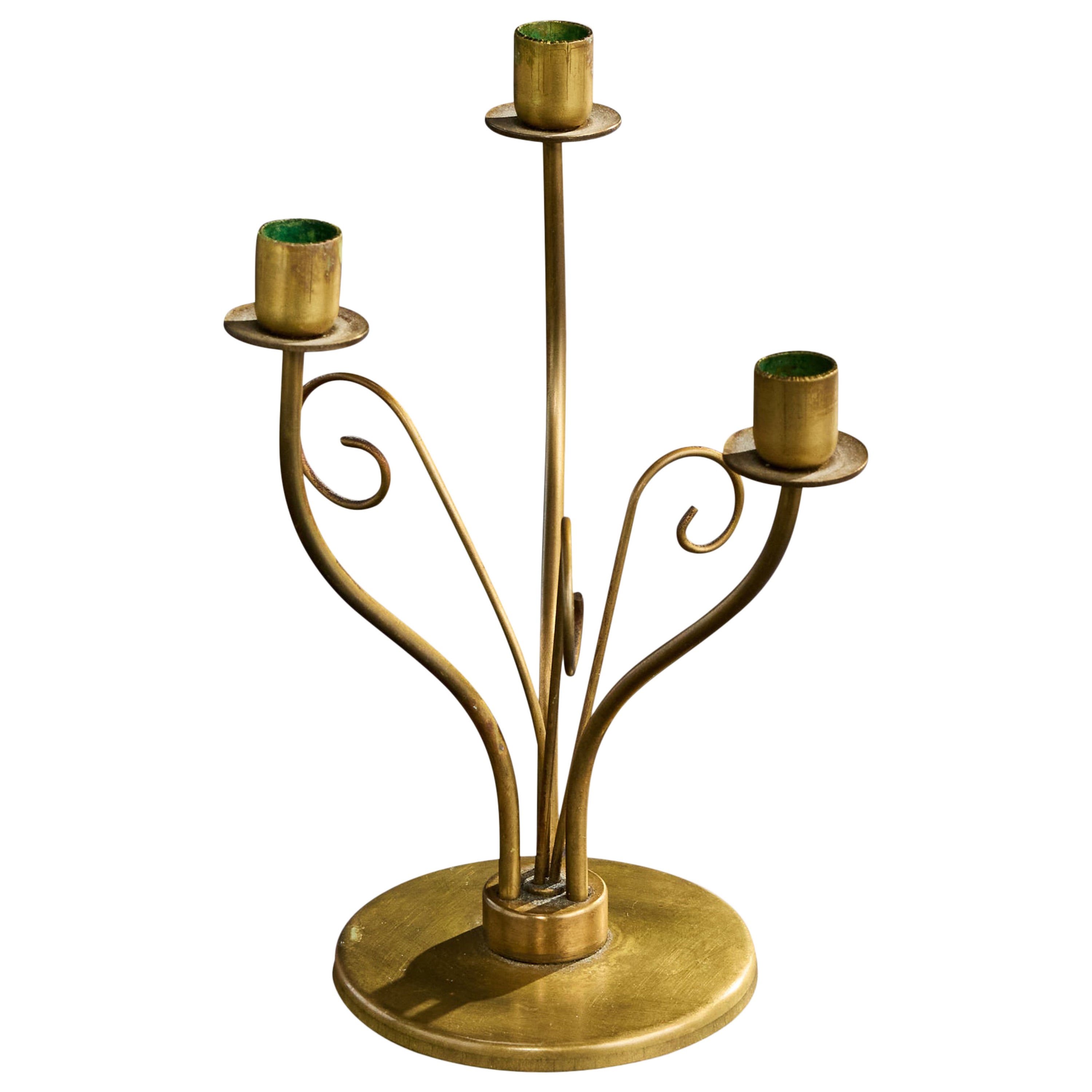Designer svedese, Candelabro, Ottone, Svezia, anni '1940