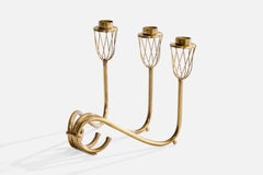 Swedish Designer, Candelabra, Brass, Sweden, 1940s