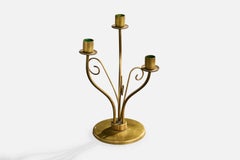 Swedish Designer, Candelabra, Brass, Sweden, 1940s