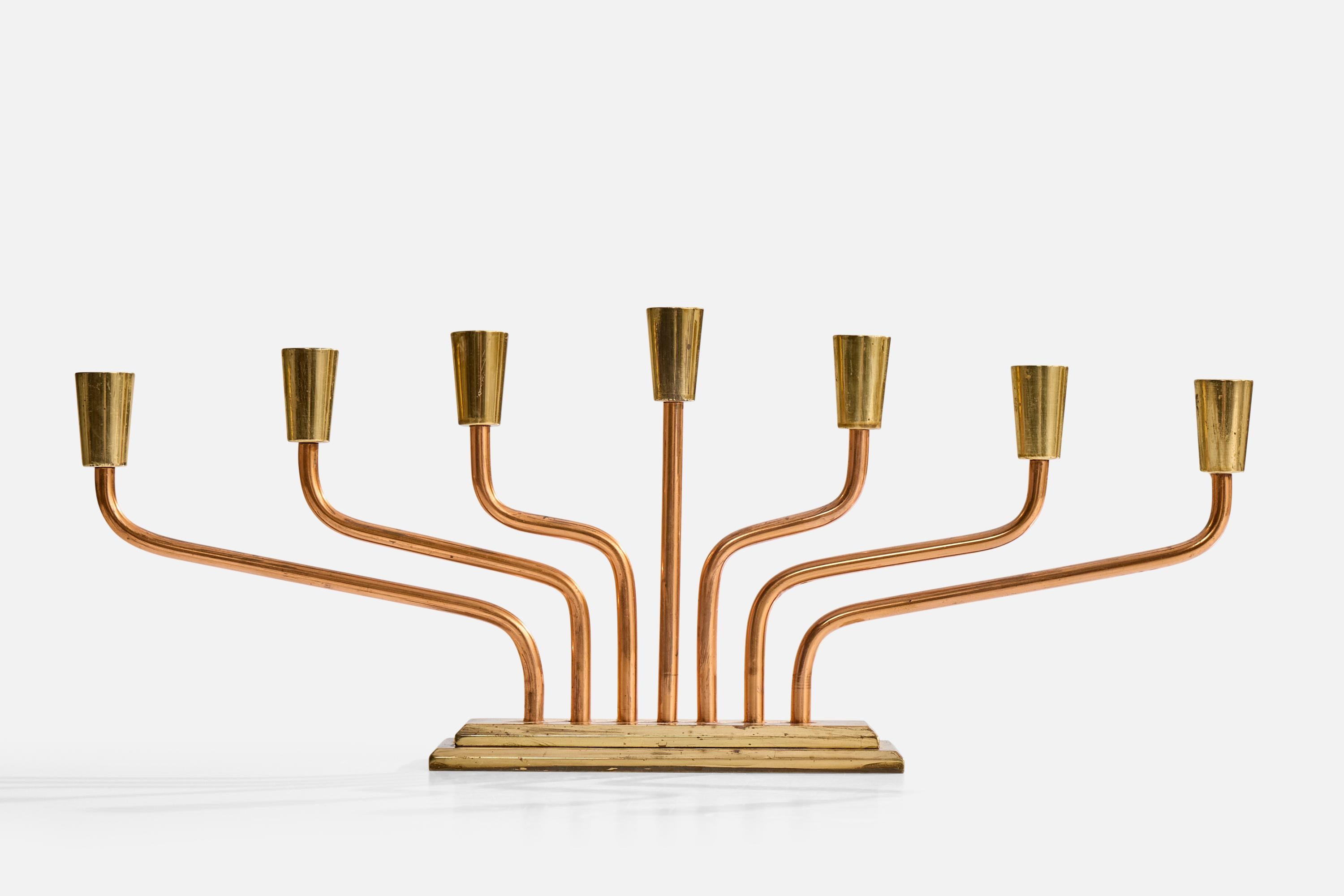 Suédois Designer suédois, chandelier, cuivre, laiton, Suède, années 1960 en vente