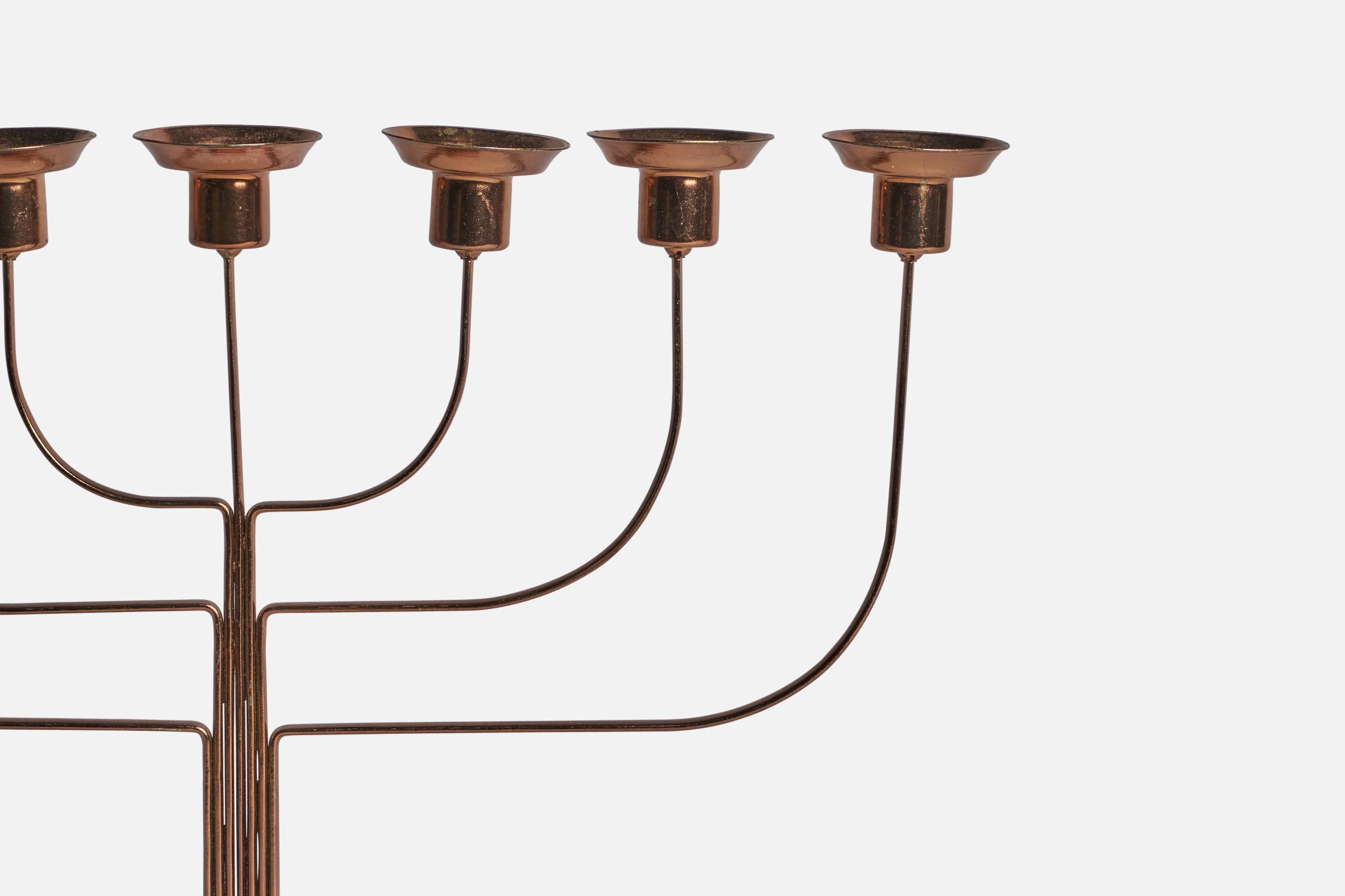 Diseñador sueco, Candelabro, Cobre, Olmo, Suecia, década de 1940 Escandinavo moderno en venta
