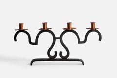 Swedish Designer, Candelabra, Iron, Copper, Sweden, 1940s