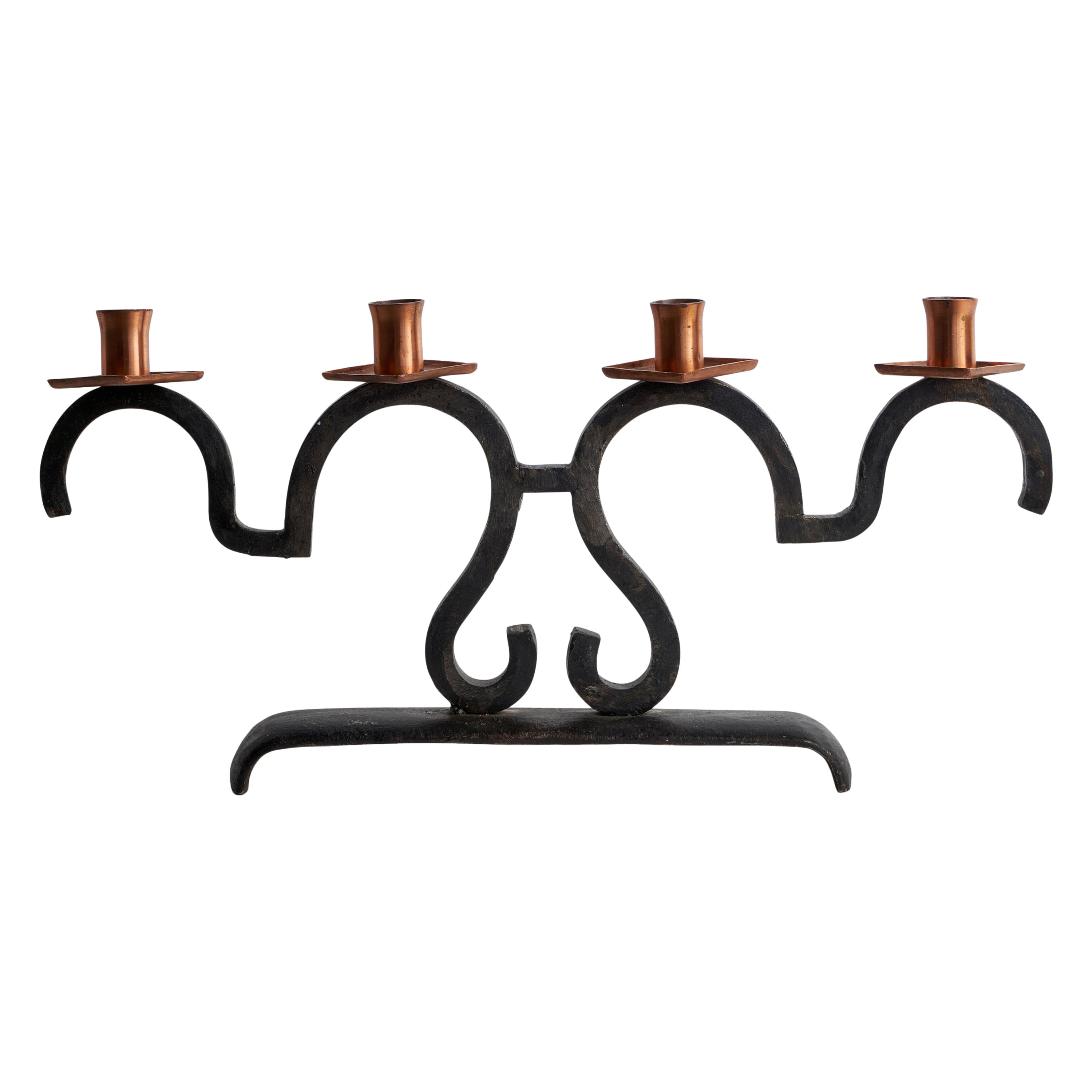 Swedish Designer, Candelabra, Iron, Copper, Sweden, 1940s