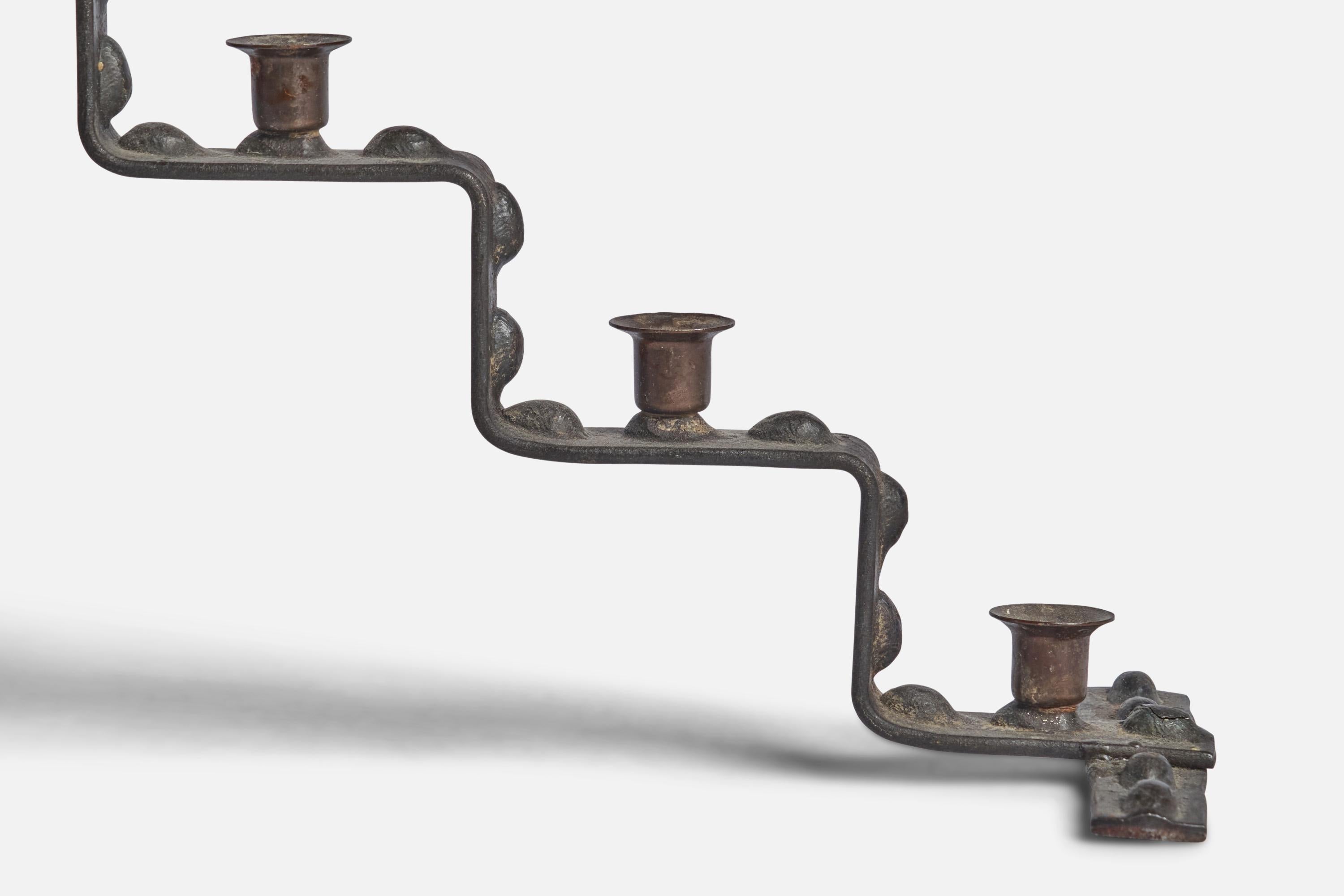 Swedish Designer, Candelabra, Iron, Sweden, 1940s In Good Condition For Sale In High Point, NC