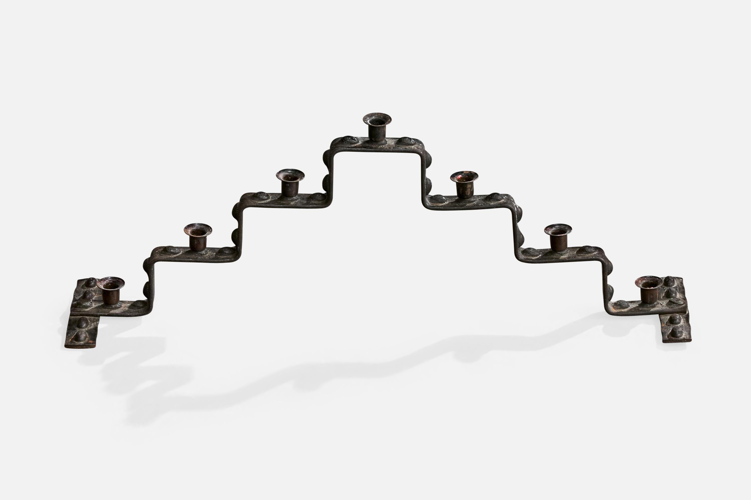 Mid-Century moderno Swedish Designer, Candelabra, Iron, Sweden, 1960s in vendita