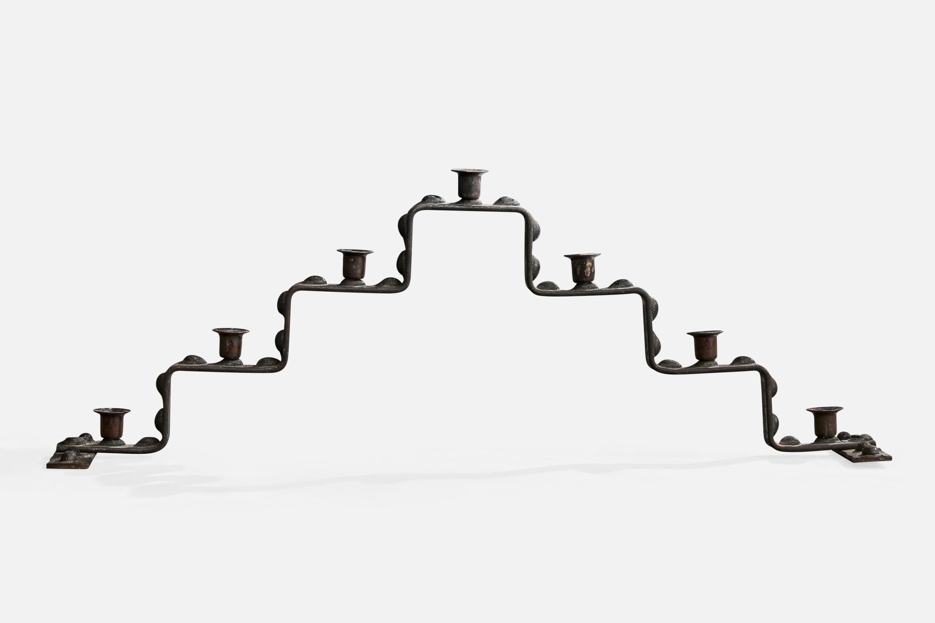 Svedese Swedish Designer, Candelabra, Iron, Sweden, 1960s in vendita