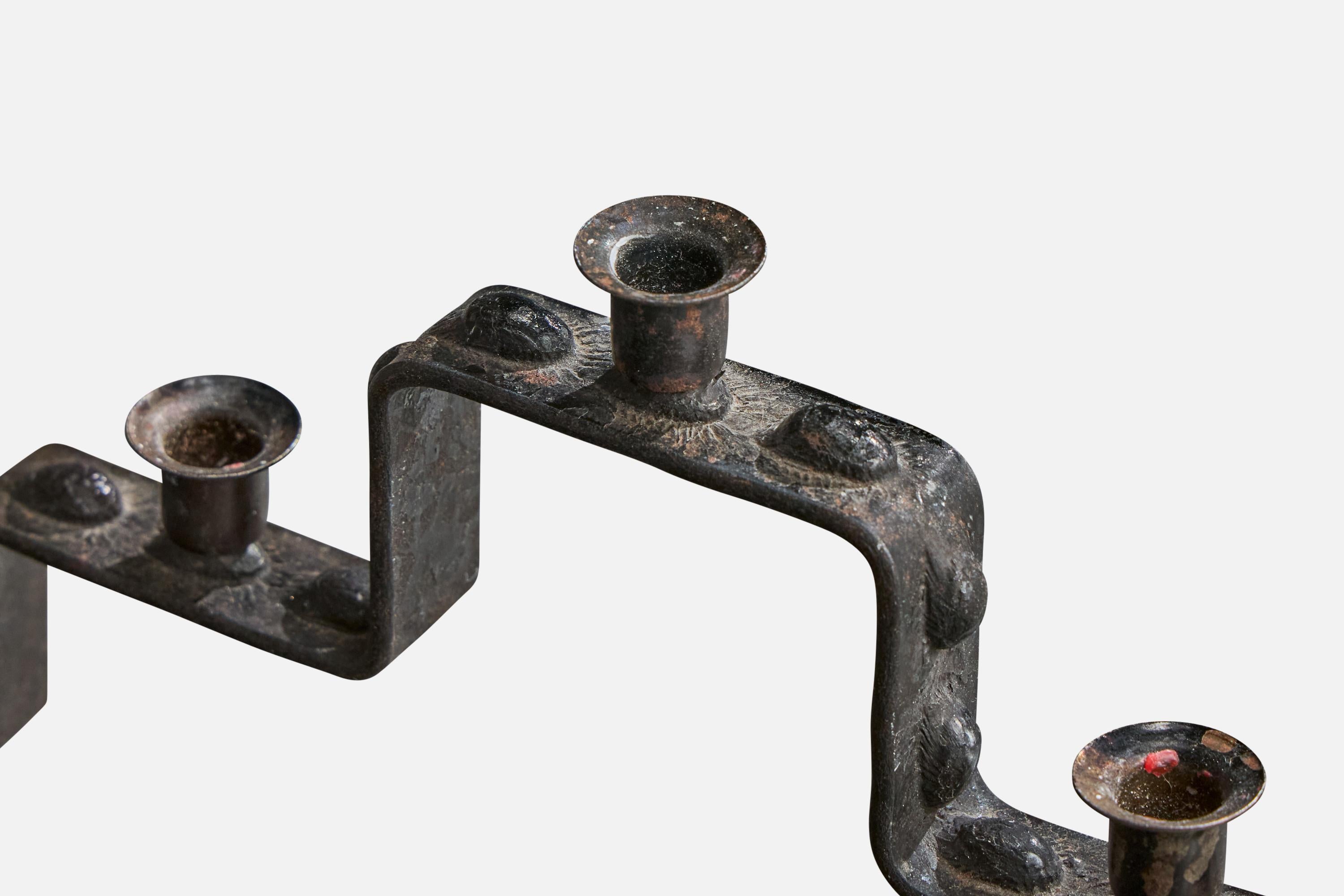 Metà XX secolo Swedish Designer, Candelabra, Iron, Sweden, 1960s in vendita