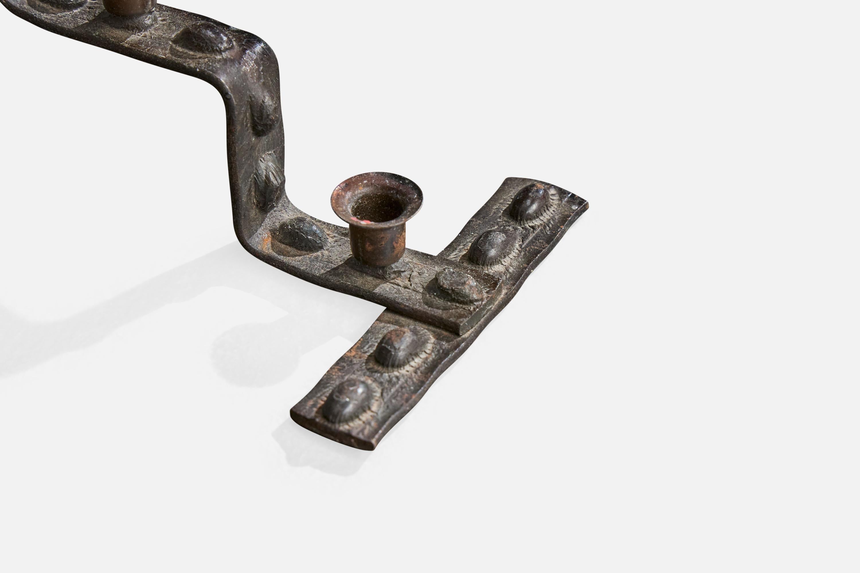 Ferro Swedish Designer, Candelabra, Iron, Sweden, 1960s in vendita