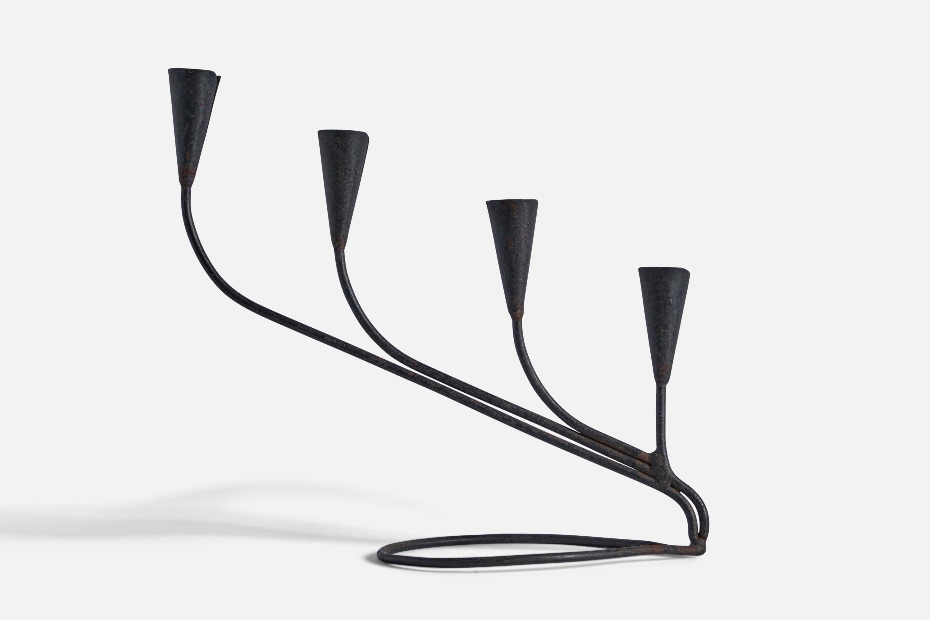 Mid-20th Century Swedish Designer, Candelabra, Painted Iron, Sweden, 1940s For Sale