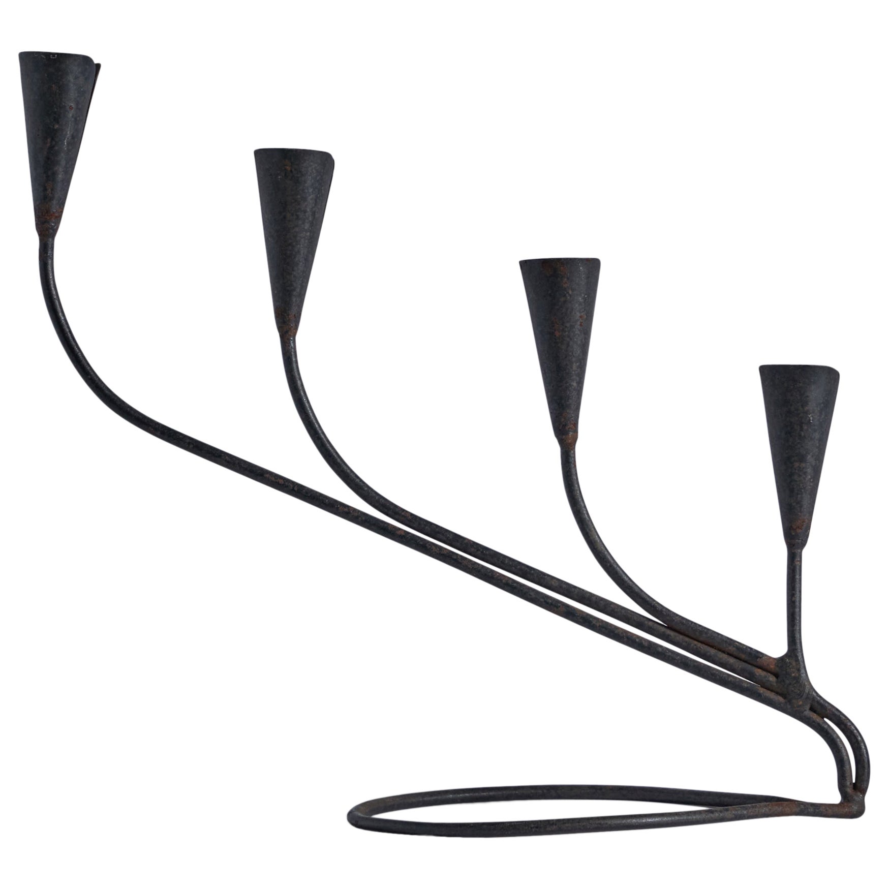 Swedish Designer, Candelabra, Painted Iron, Sweden, 1940s