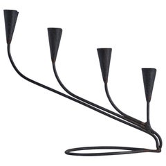 Schwedischer Designer, Kandelaber, lackiertes Eisen, Schweden, 1940er Jahre