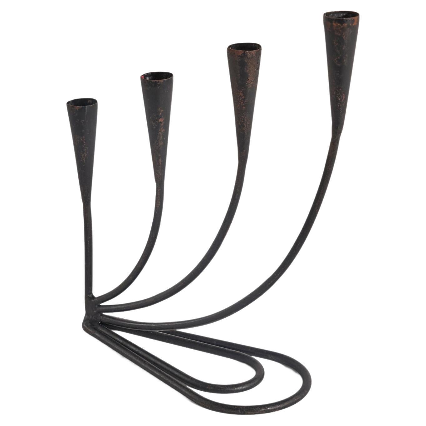 Diseñador sueco, Candelabro, Hierro pintado, Suecia, Años 1960