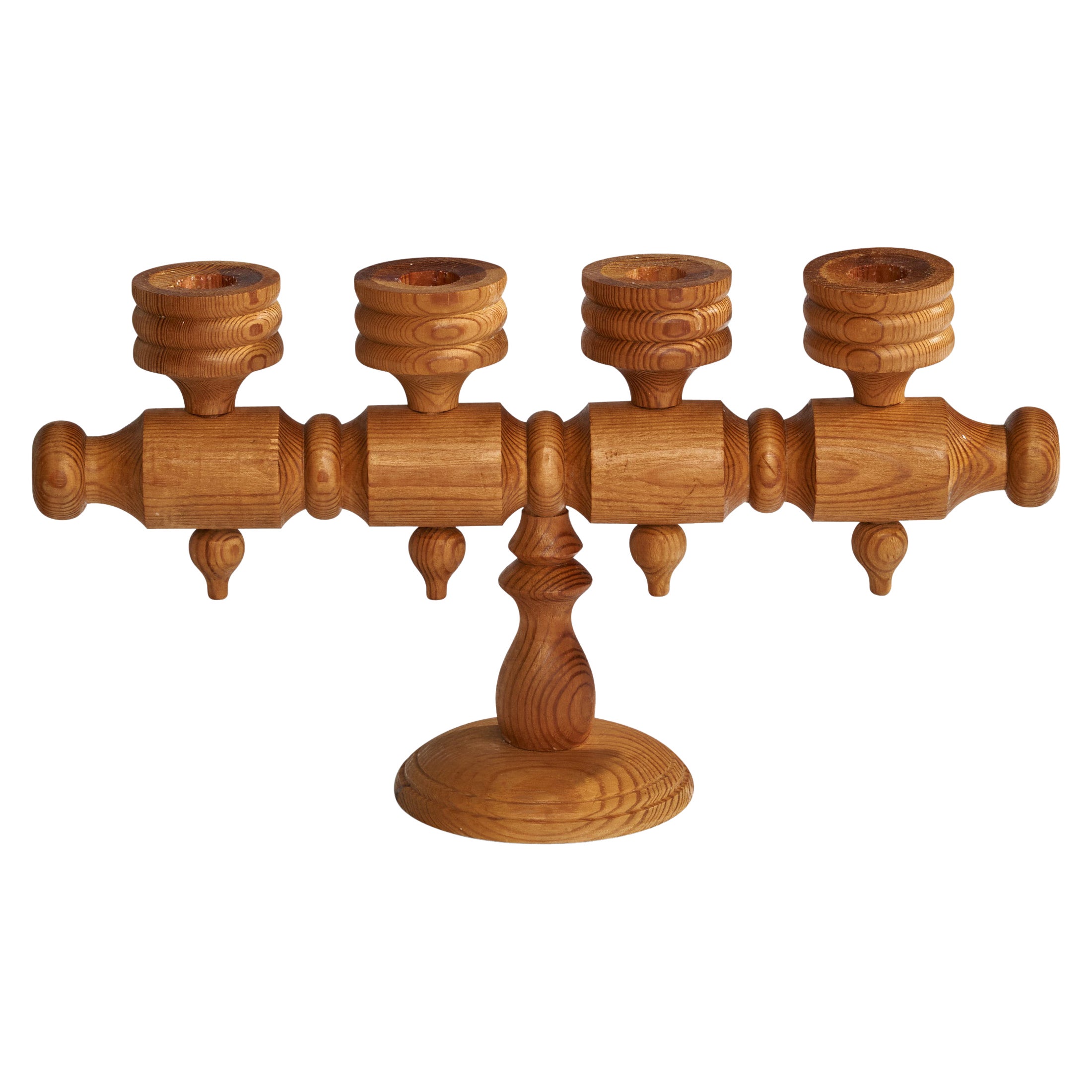 Swedish Designer, Candelabra, Pine, Sweden, 1970s