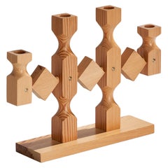 Swedish Designer, Candelabra, Pine, Sweden, 1970s