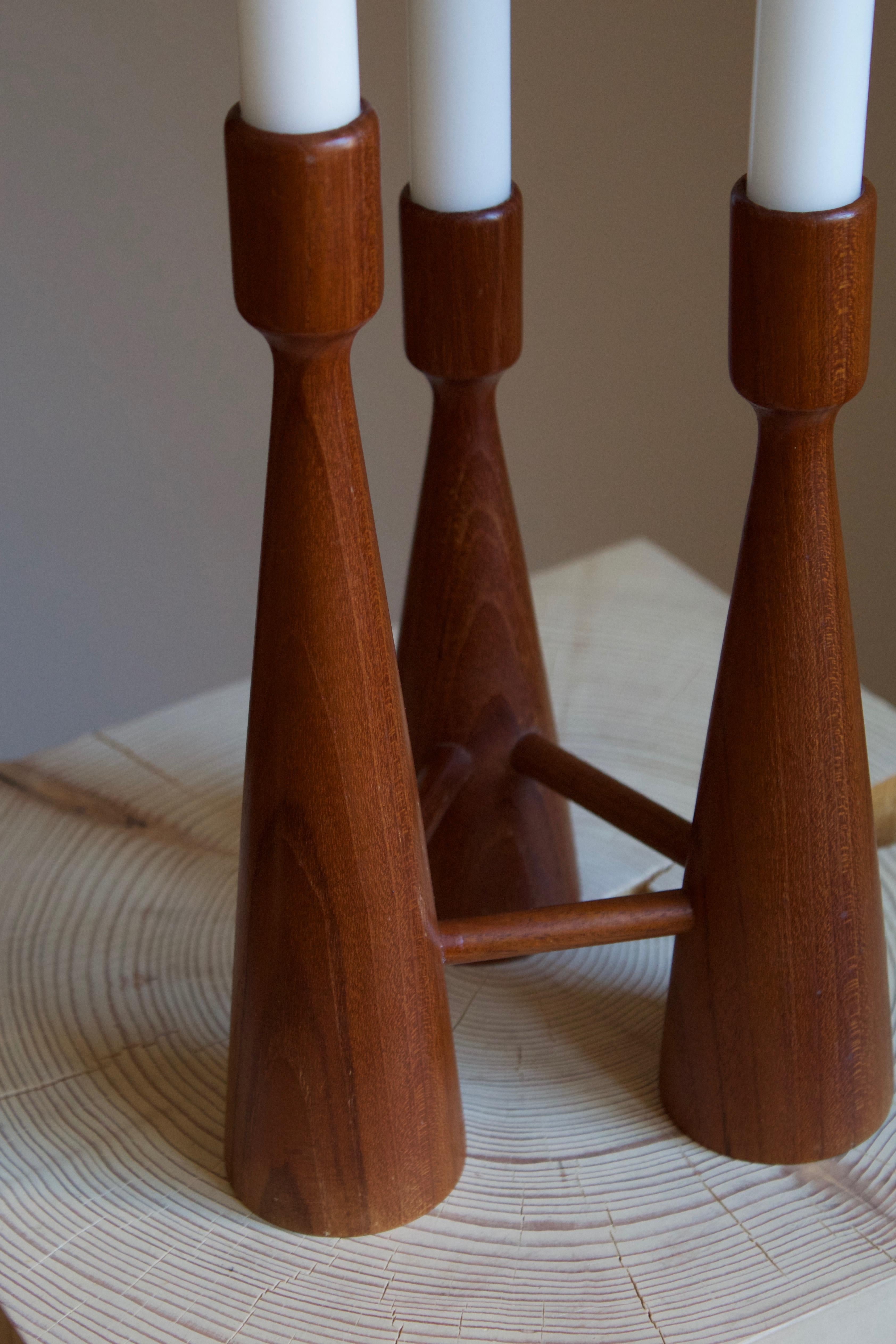 Mid-Century Modern Swedish Designer, Candelabra, Teak, Sweden, 1950s