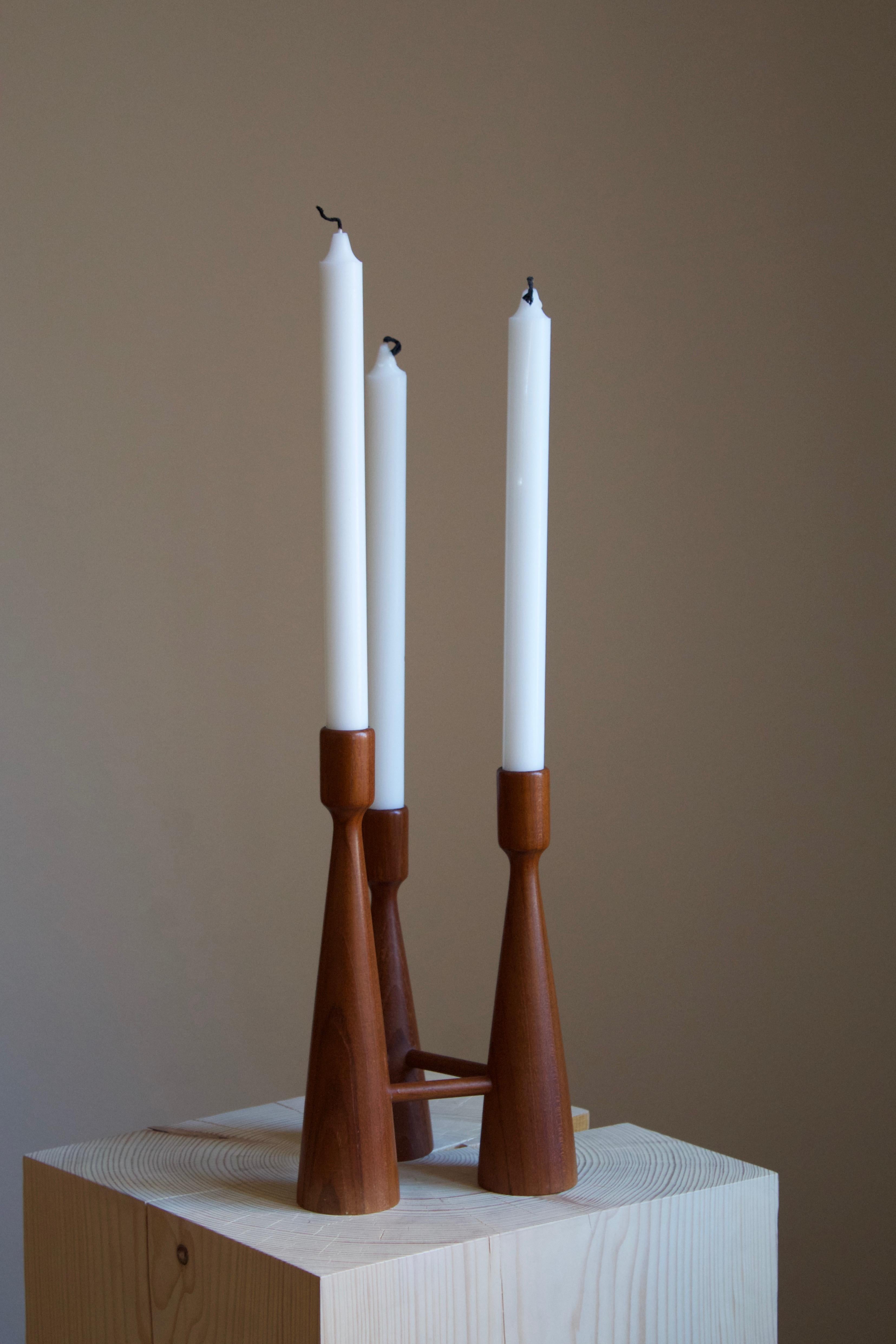 Swedish Designer, Candelabra, Teak, Sweden, 1950s 1