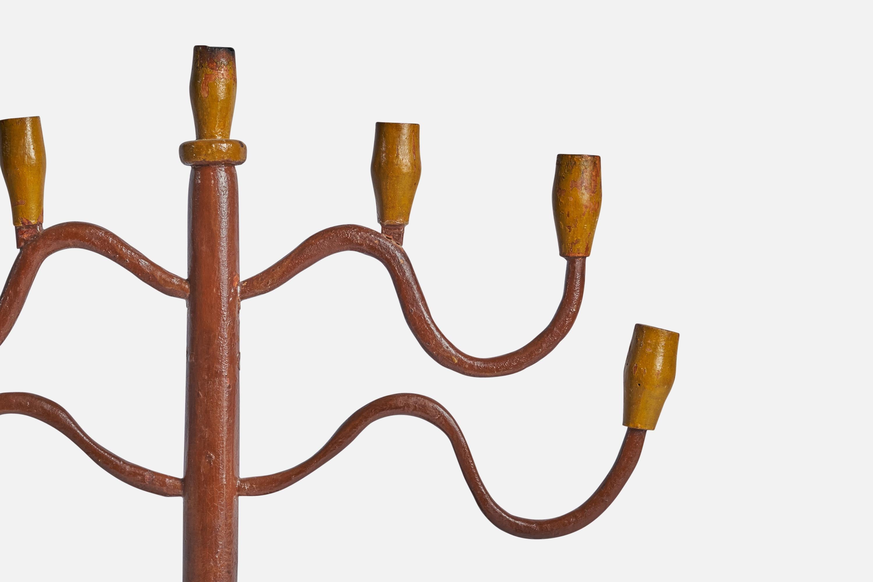 Swedish Designer, Candelabra, Wood, Sweden, 1900 In Fair Condition For Sale In High Point, NC