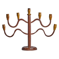 Designer suédois, candélabre, bois, Suède, 1900
