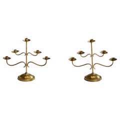 Schwedischer Designer, Kandelaber, Messing, Schweden, 1940er Jahre