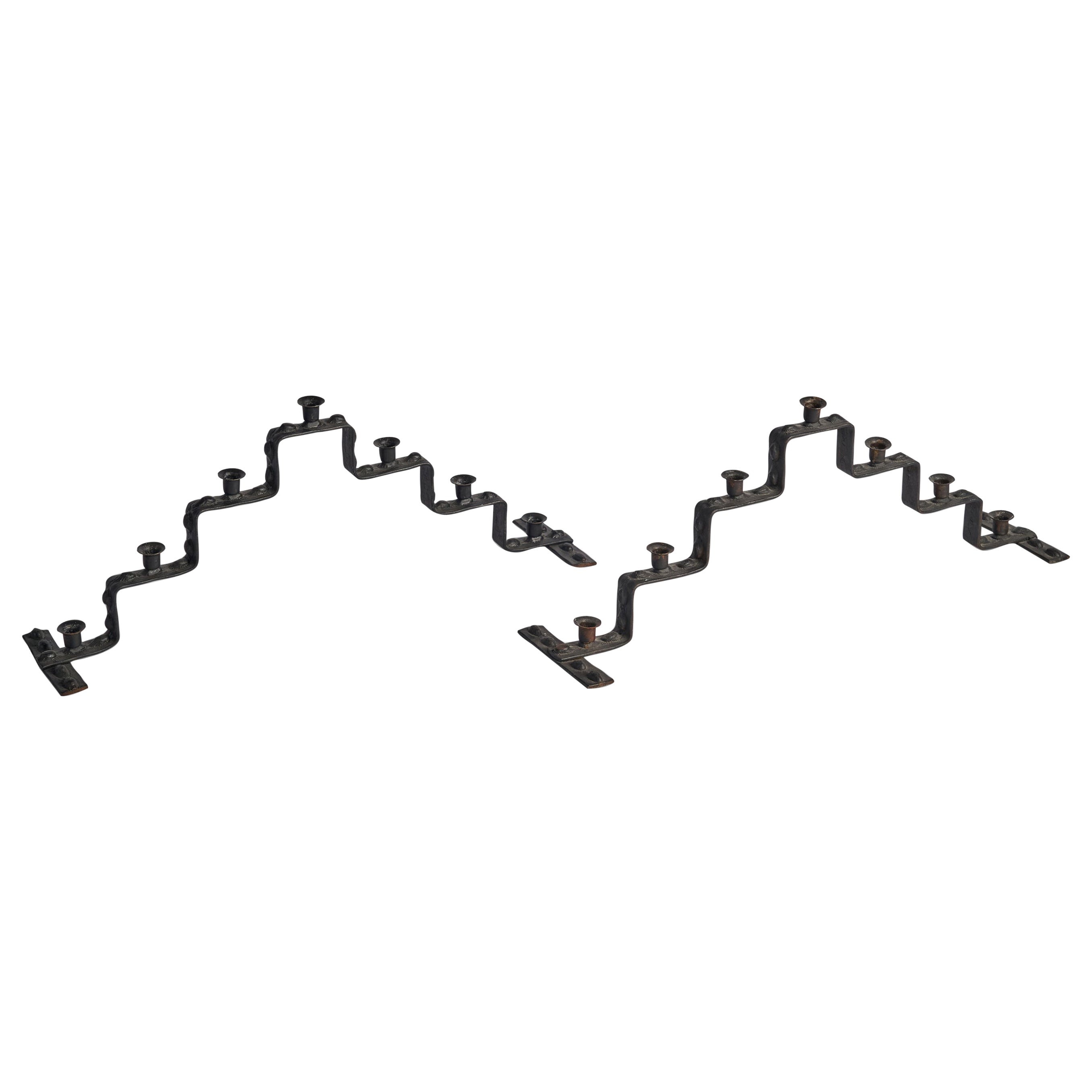 Swedish Designer, Candelabras, Cast Iron, Sweden, 1930s
