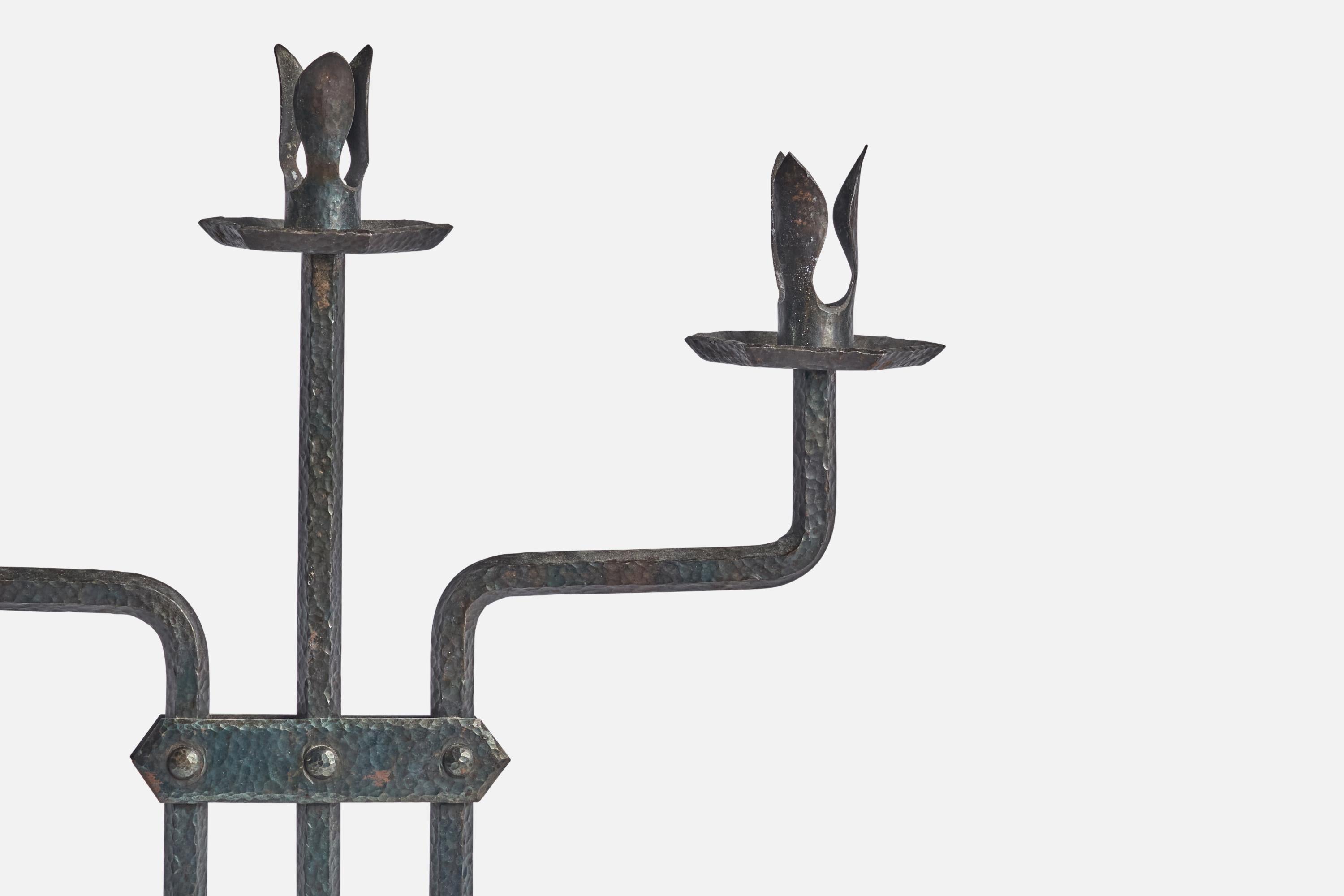 Swedish Designer, Candelabras, Iron, Sweden, 1940s In Good Condition For Sale In High Point, NC