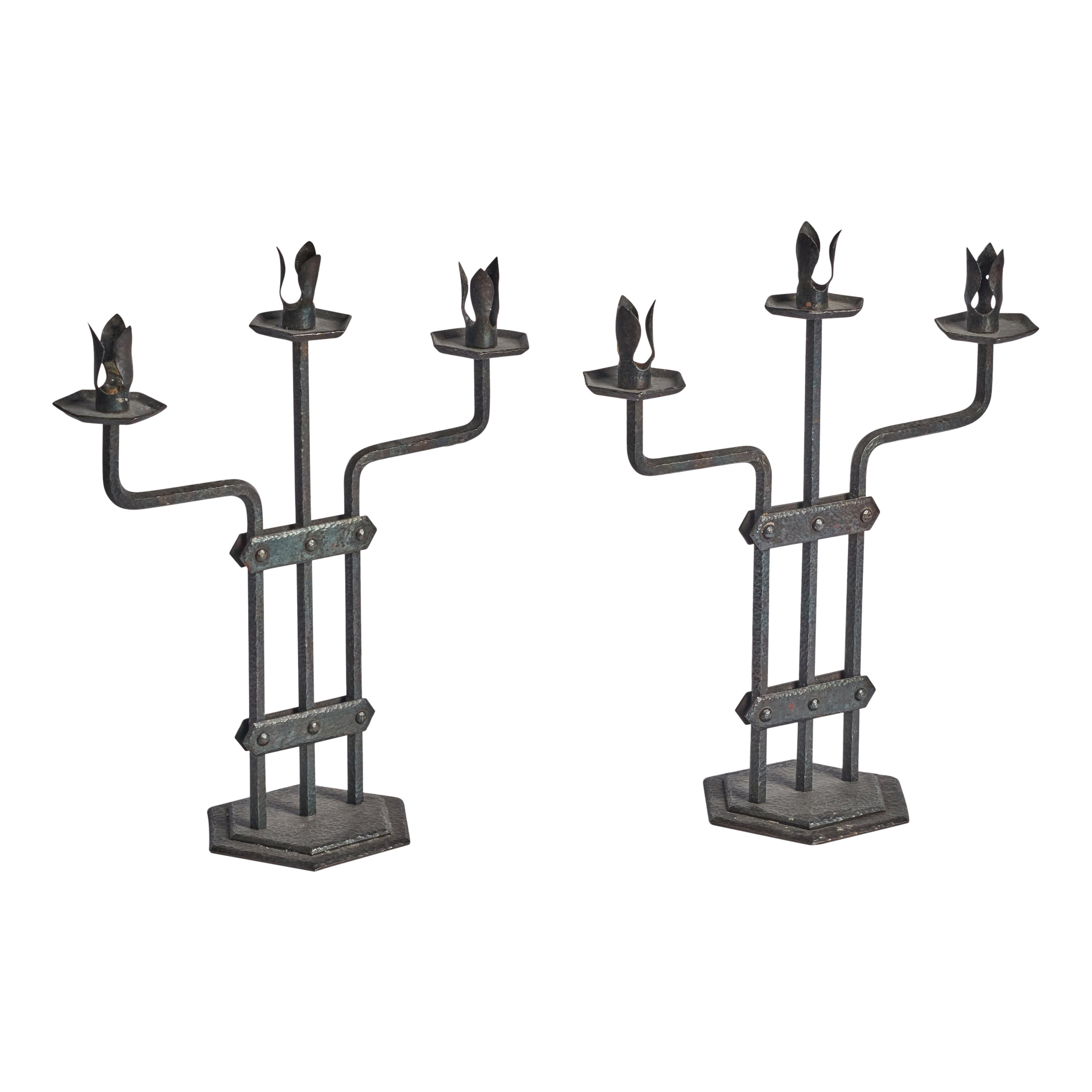 Diseñador sueco, Candelabros, Hierro, Suecia, años 40