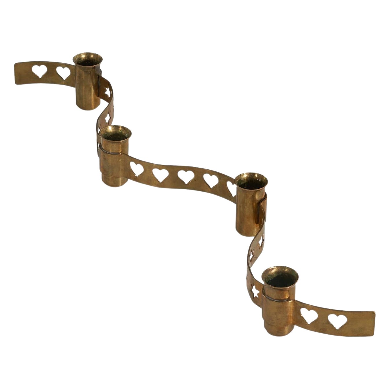 Swedish Designer, Candle Holder, Brass, Sweden, 1940s For Sale
