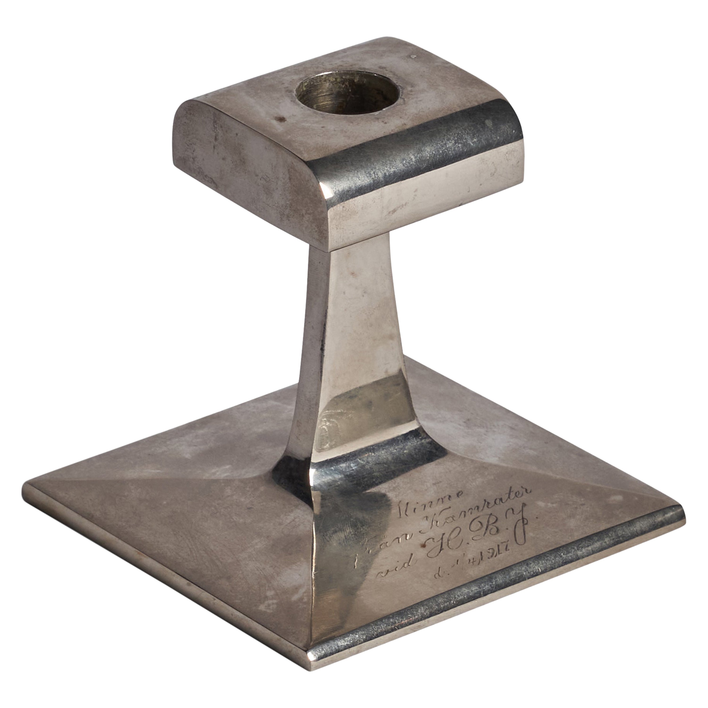 Schwedischer Designer, Kerzenständer, Stahl, Schweden, 1917