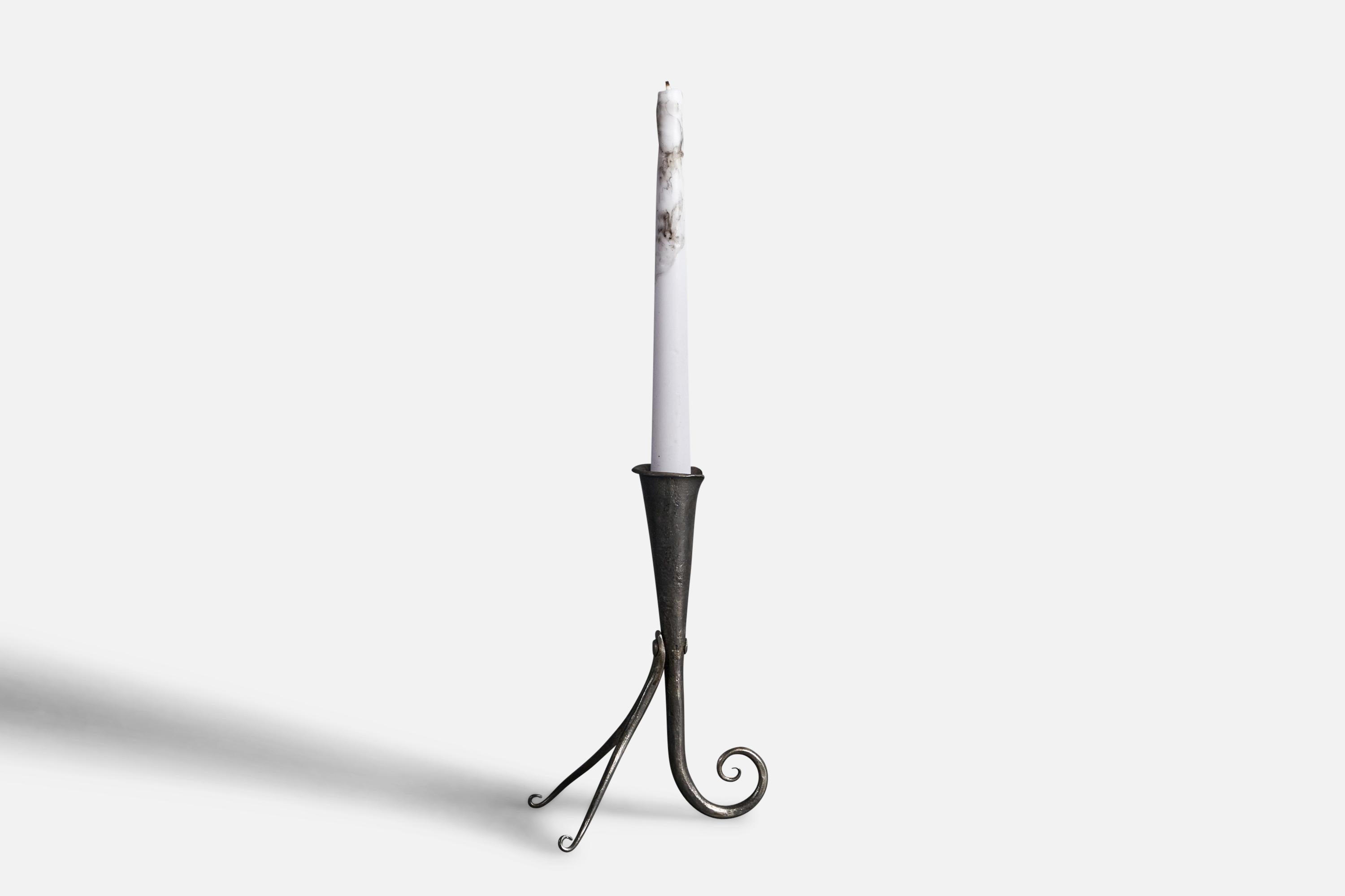 Scandinavian Modern Swedish Designer, Candlestick, Wrought Iron, Sweden, 1930s For Sale