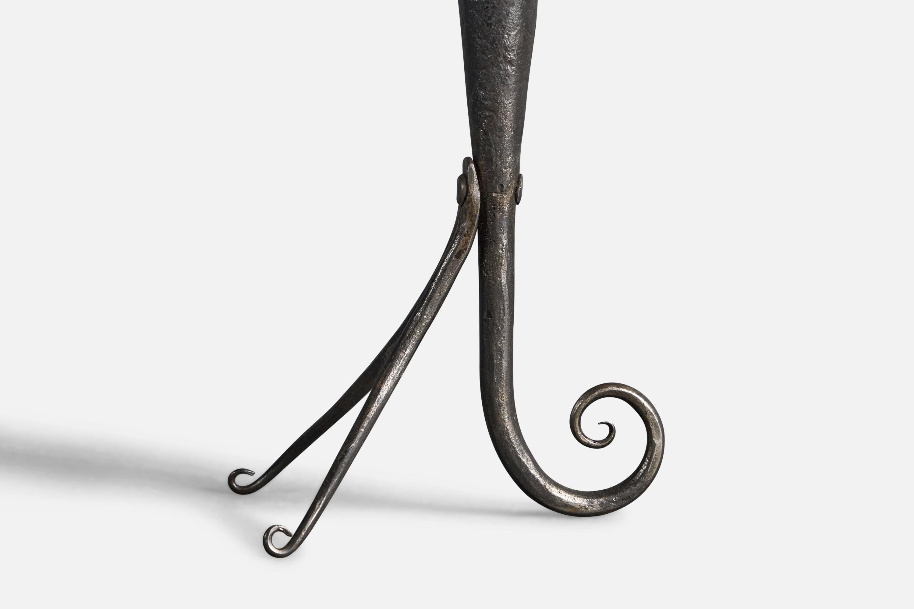 Mid-20th Century Swedish Designer, Candlestick, Wrought Iron, Sweden, 1930s For Sale