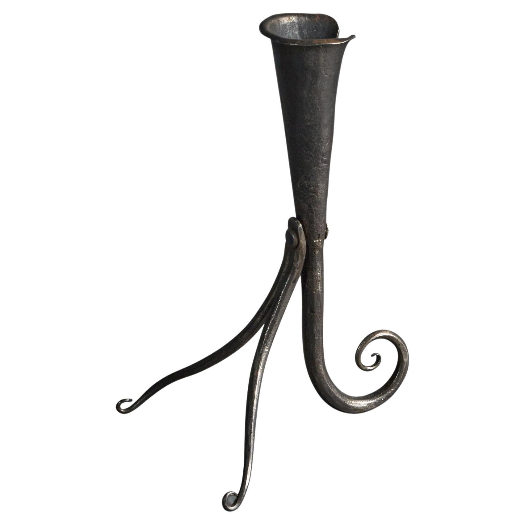 Swedish Designer, Candlestick, Wrought Iron, Sweden, 1930s For Sale