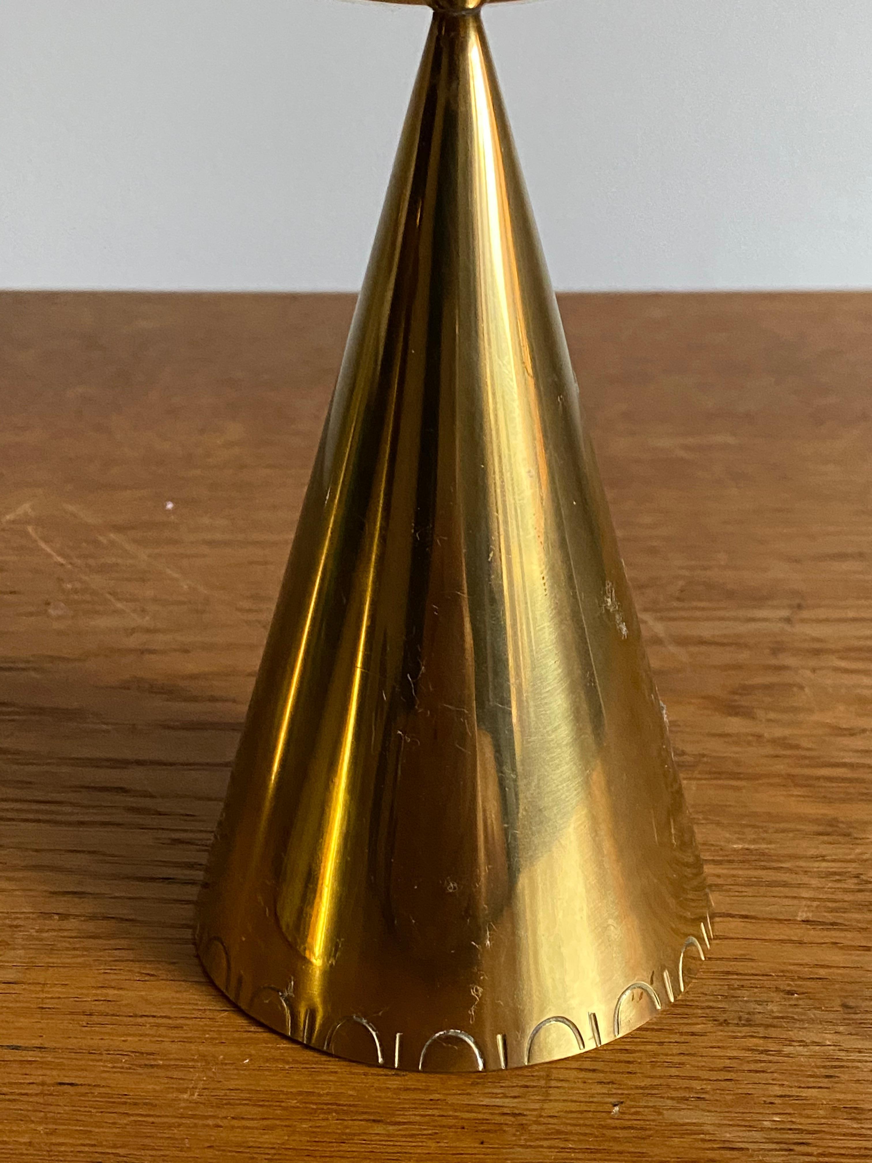 Swedish Designer, Candlesticks, Brass, Sweden, 1950s In Good Condition In High Point, NC