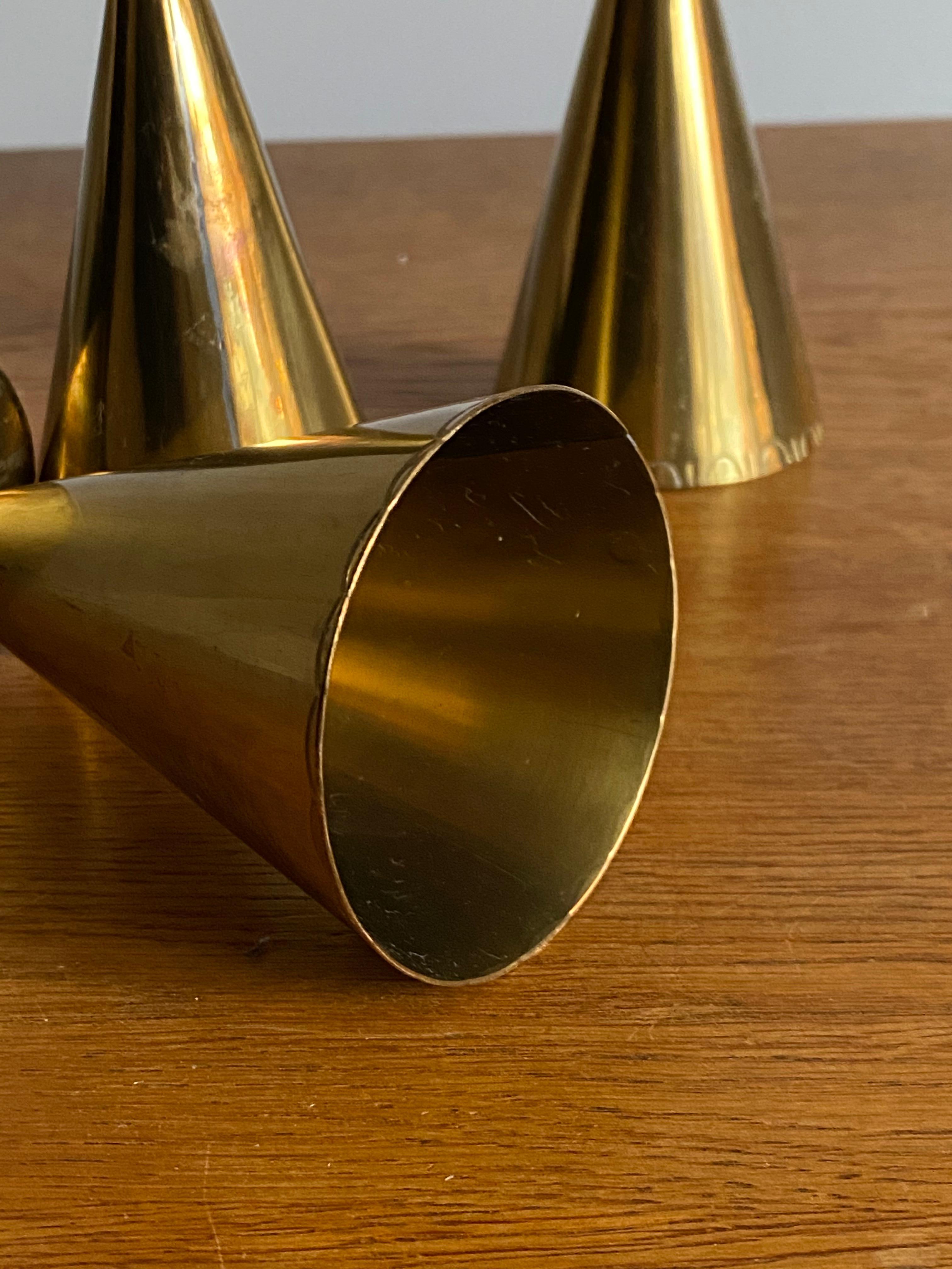 Swedish Designer, Candlesticks, Brass, Sweden, 1950s 1