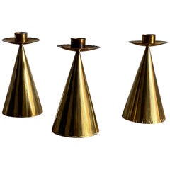 Swedish Designer, Candlesticks, Brass, Sweden, 1950s