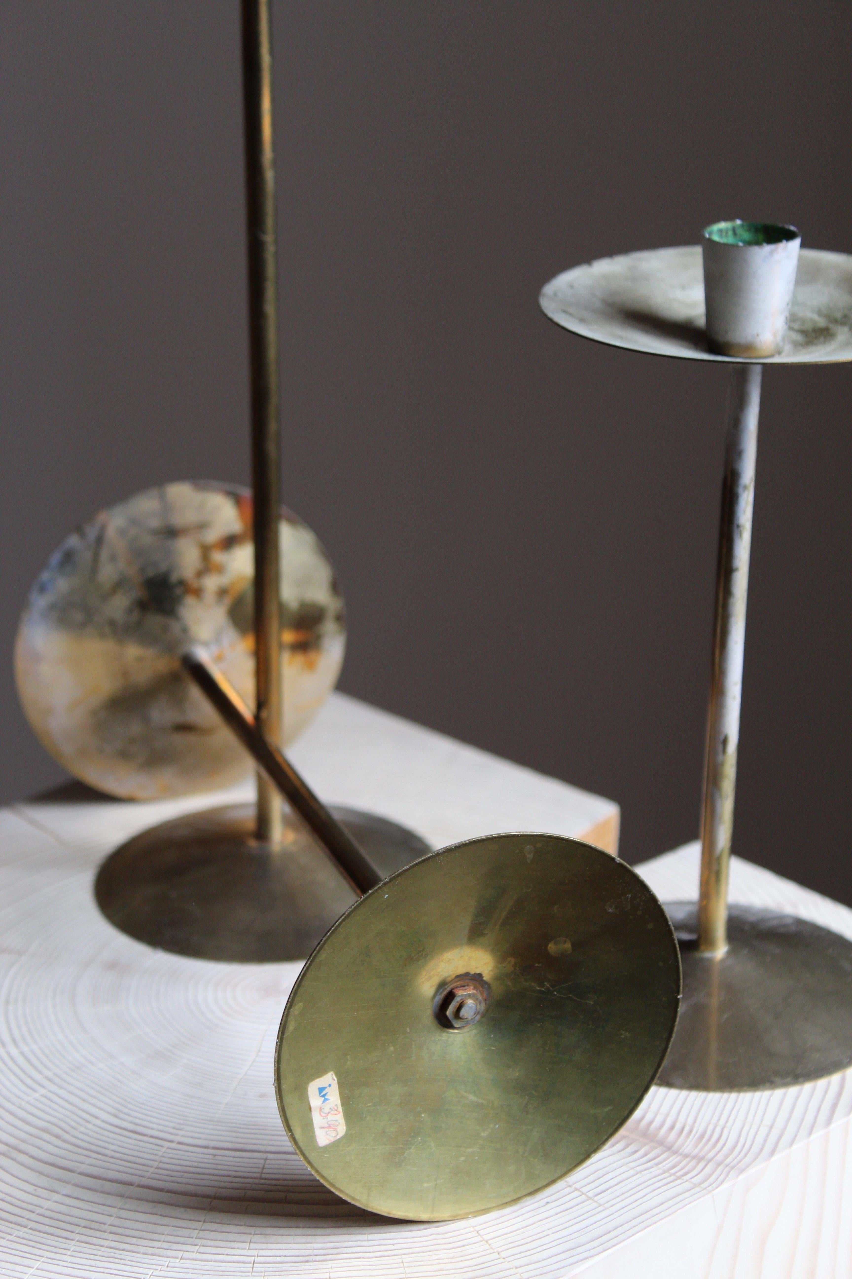 Swedish Designer, Candlesticks, Brass, Sweden, 1960s 1