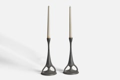 Swedish Designer, Candlesticks, Pewter, Sweden, 1930s