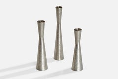 Swedish Designer, Candlesticks, Pewter, Sweden, 1950s