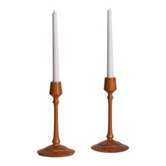 Swedish Designer, Candlesticks, Pine, Sweden, 1970s