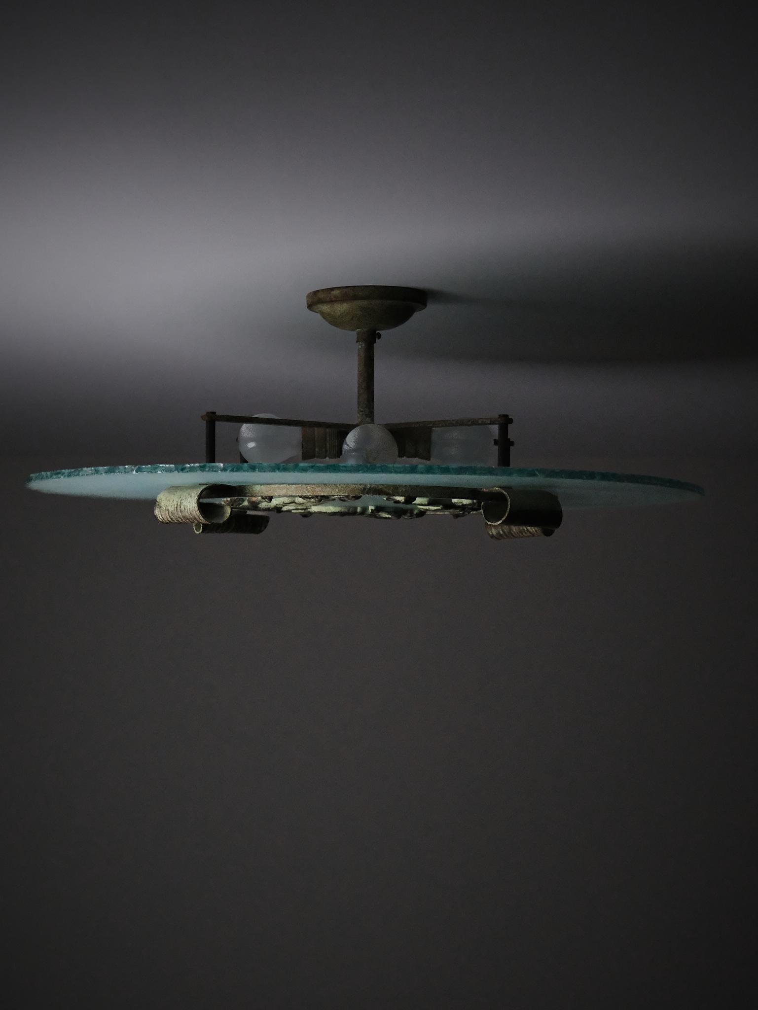 20ième siècle Plafonnier suédois '1252' de Bjerkås Armatur, années 1940 en vente