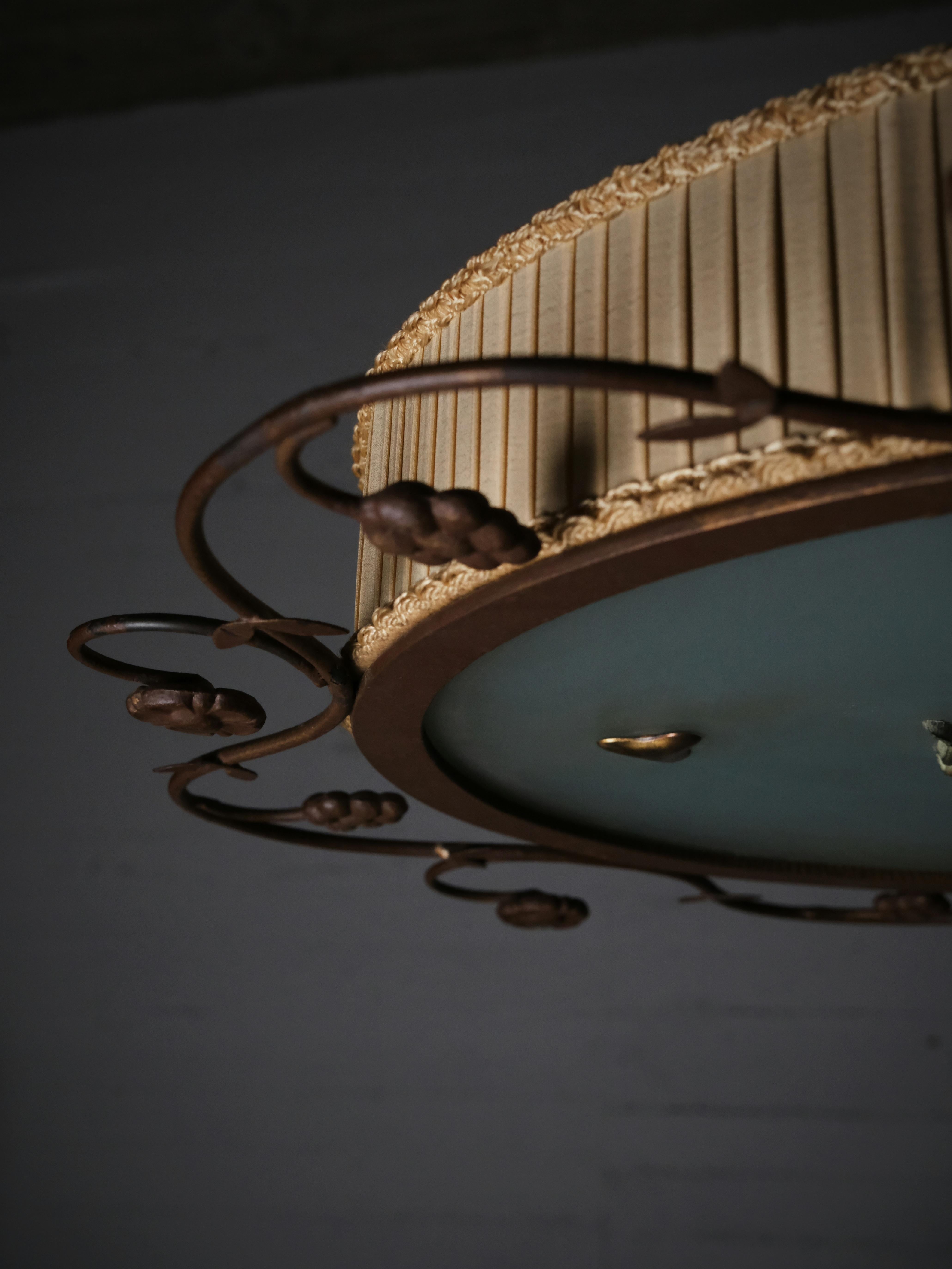 Ottone Lampada da soffitto di design svedese di Bjerkås, Svezia, anni '30 in vendita
