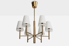 Lampadario di design svedese, ottone, acrilico, tessuto, Svezia, anni '60