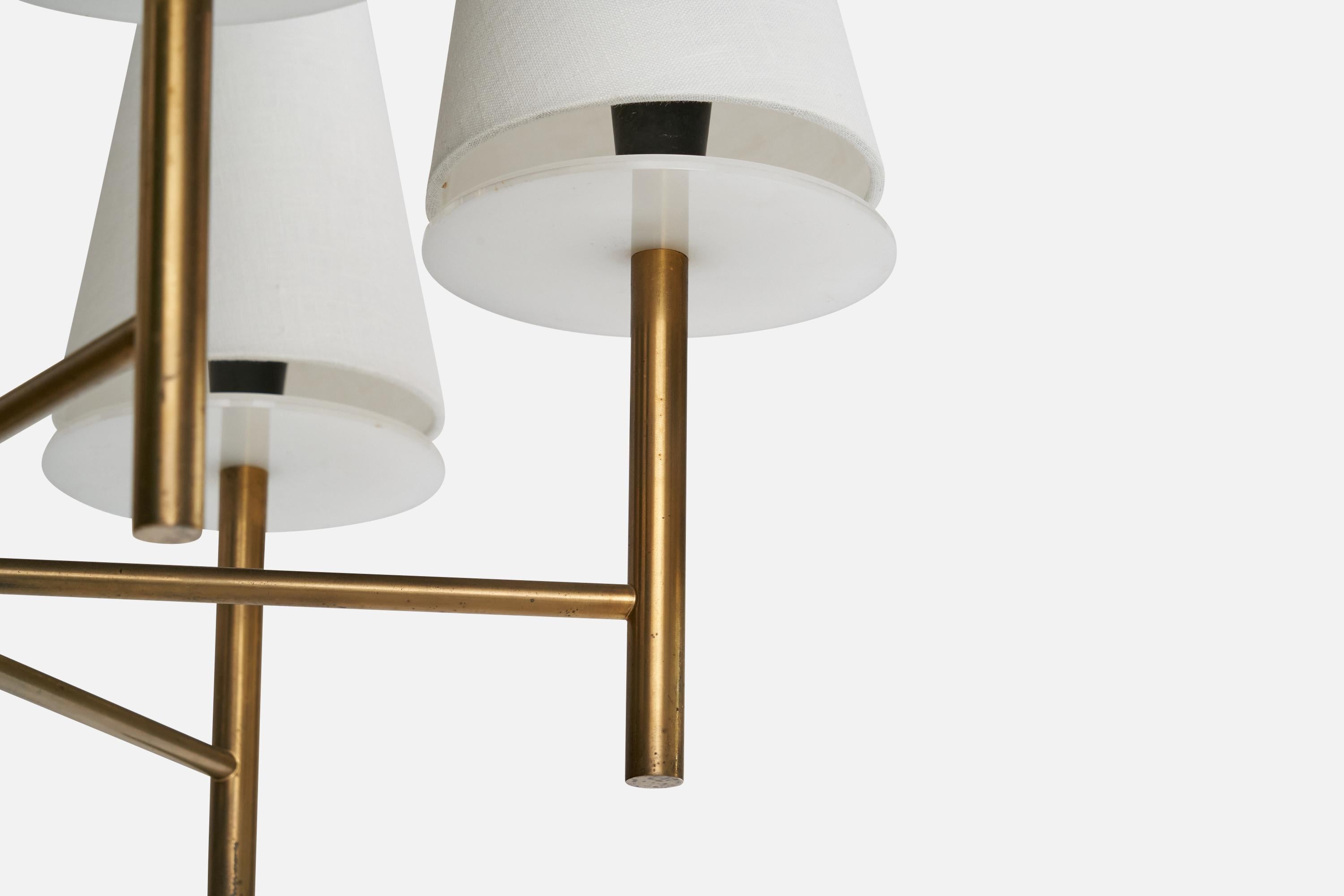 Lampadario di design svedese, ottone, acrilico, tessuto, Svezia, anni '60 in vendita 1