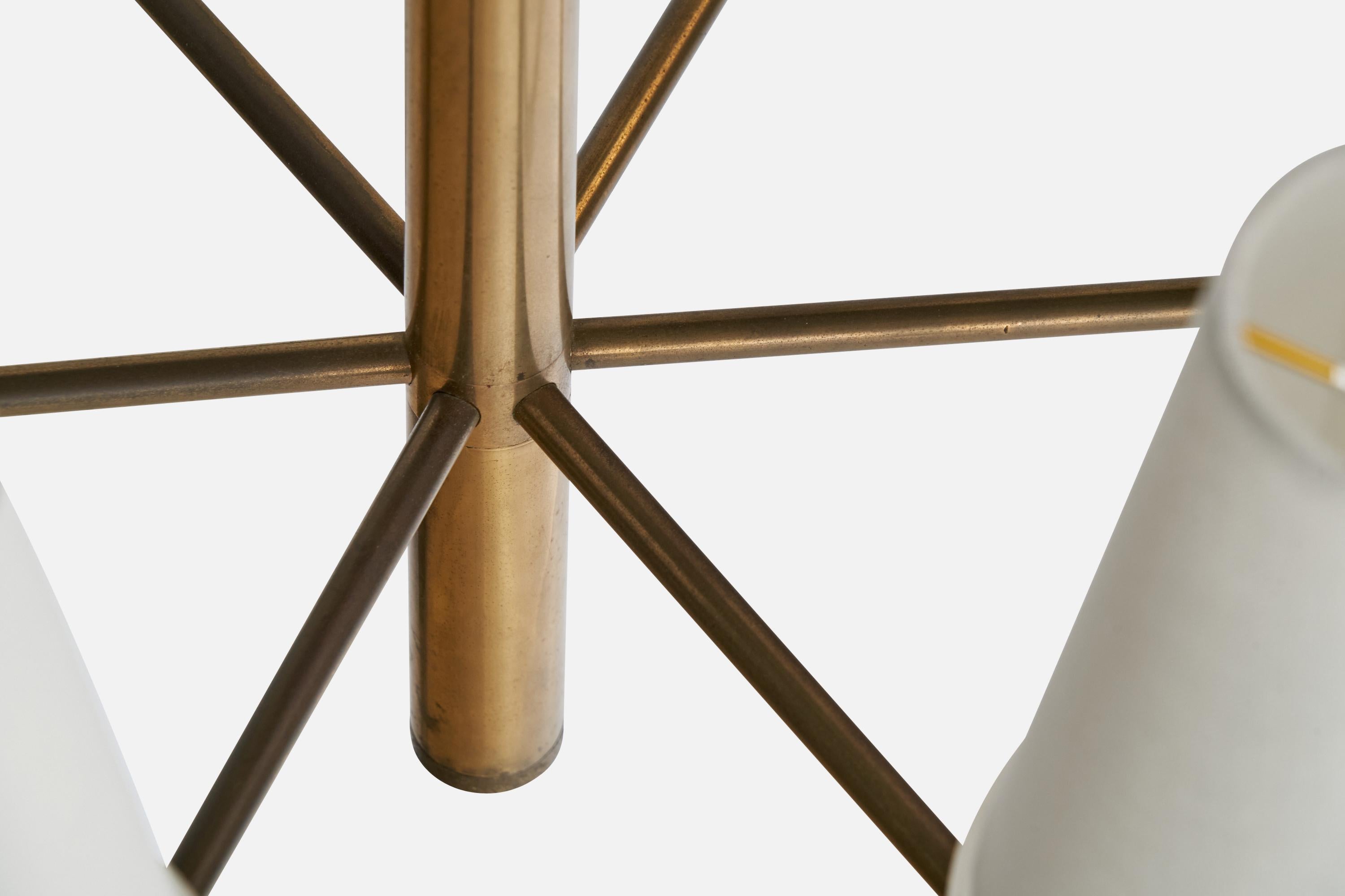 Lampadario di design svedese, ottone, acrilico, tessuto, Svezia, anni '60 in vendita 2