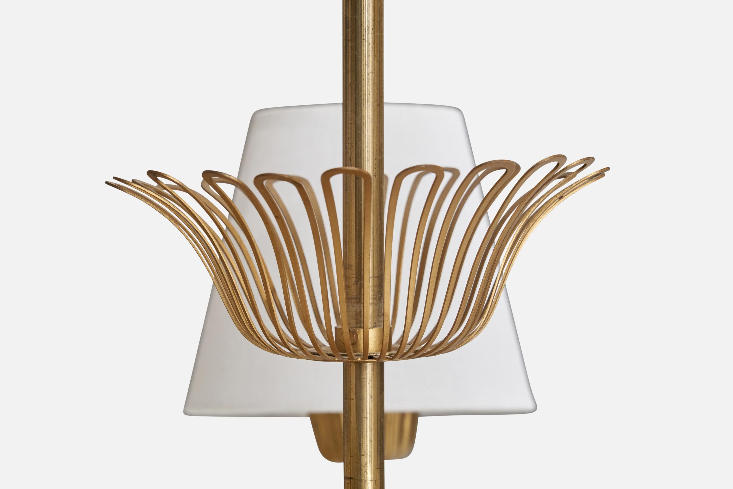 Schwedischer Designer, Kronleuchter, Messing, Ulme, Stoff, Schweden, 1940er Jahre im Angebot 5