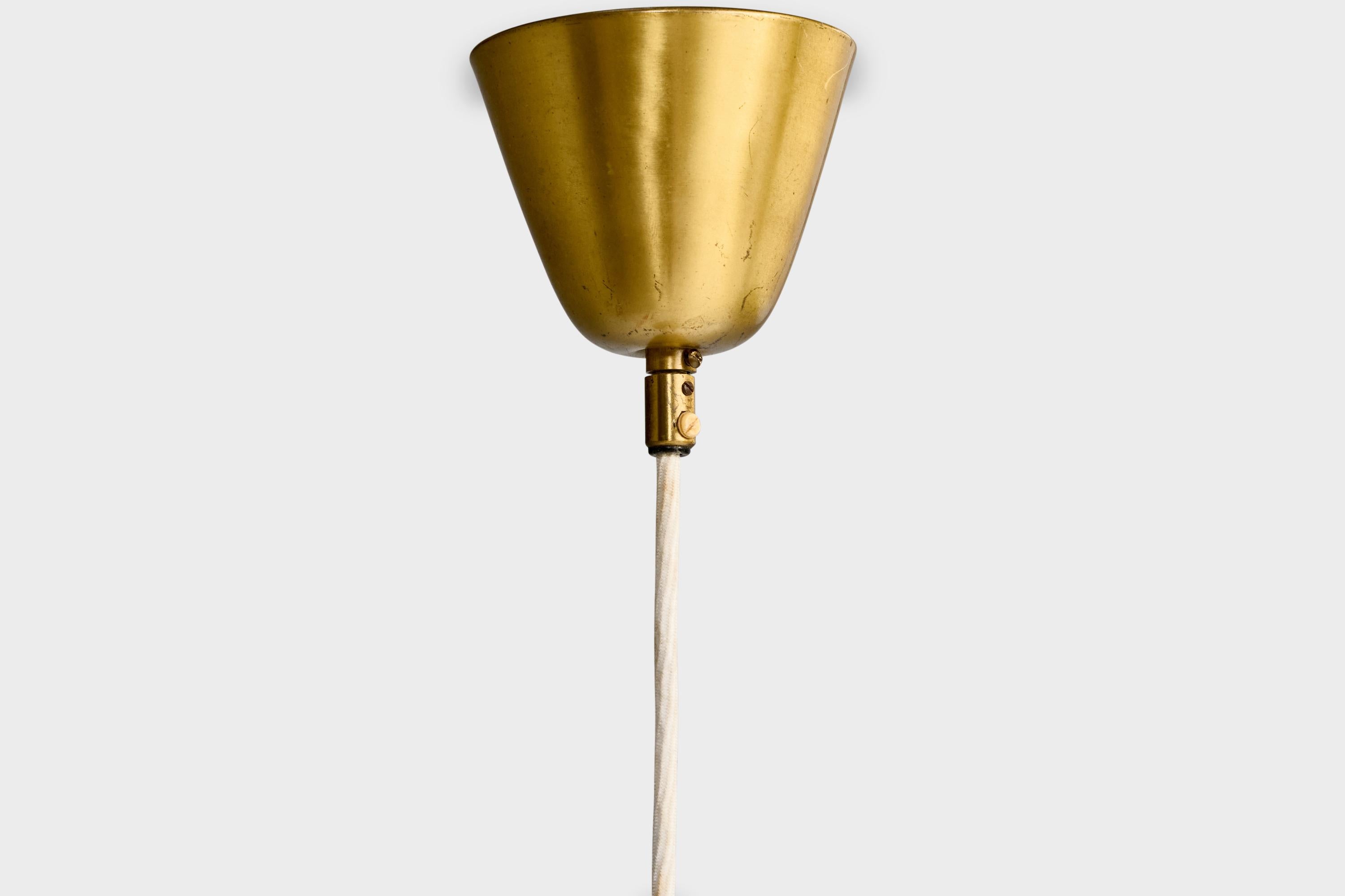 Lampadario di design svedese, ottone, olmo, tessuto, Svezia, anni '40 in vendita 6