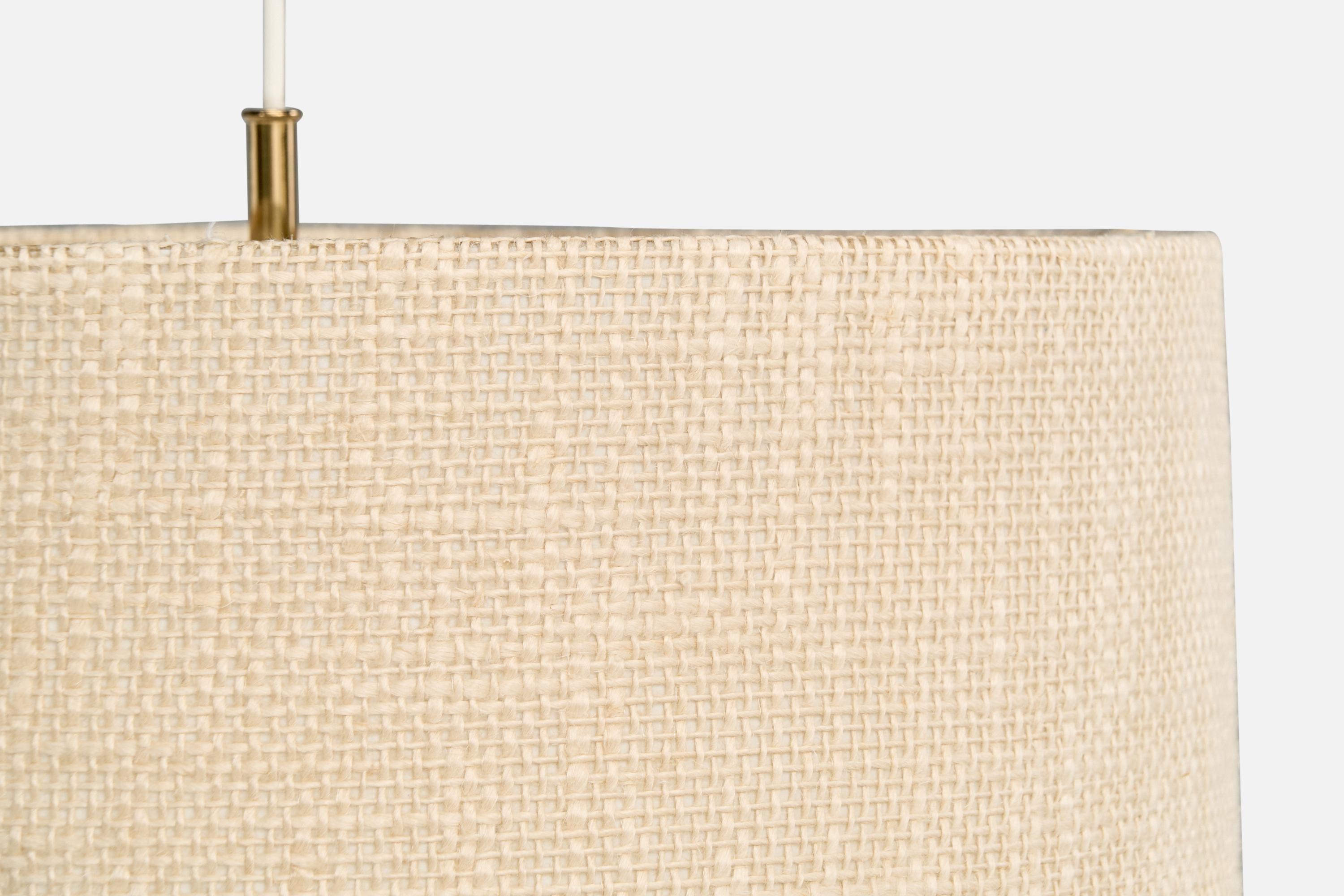 Designer suédois, lustre, laiton, tissu, acrylique, Suède, 1970 en vente 2