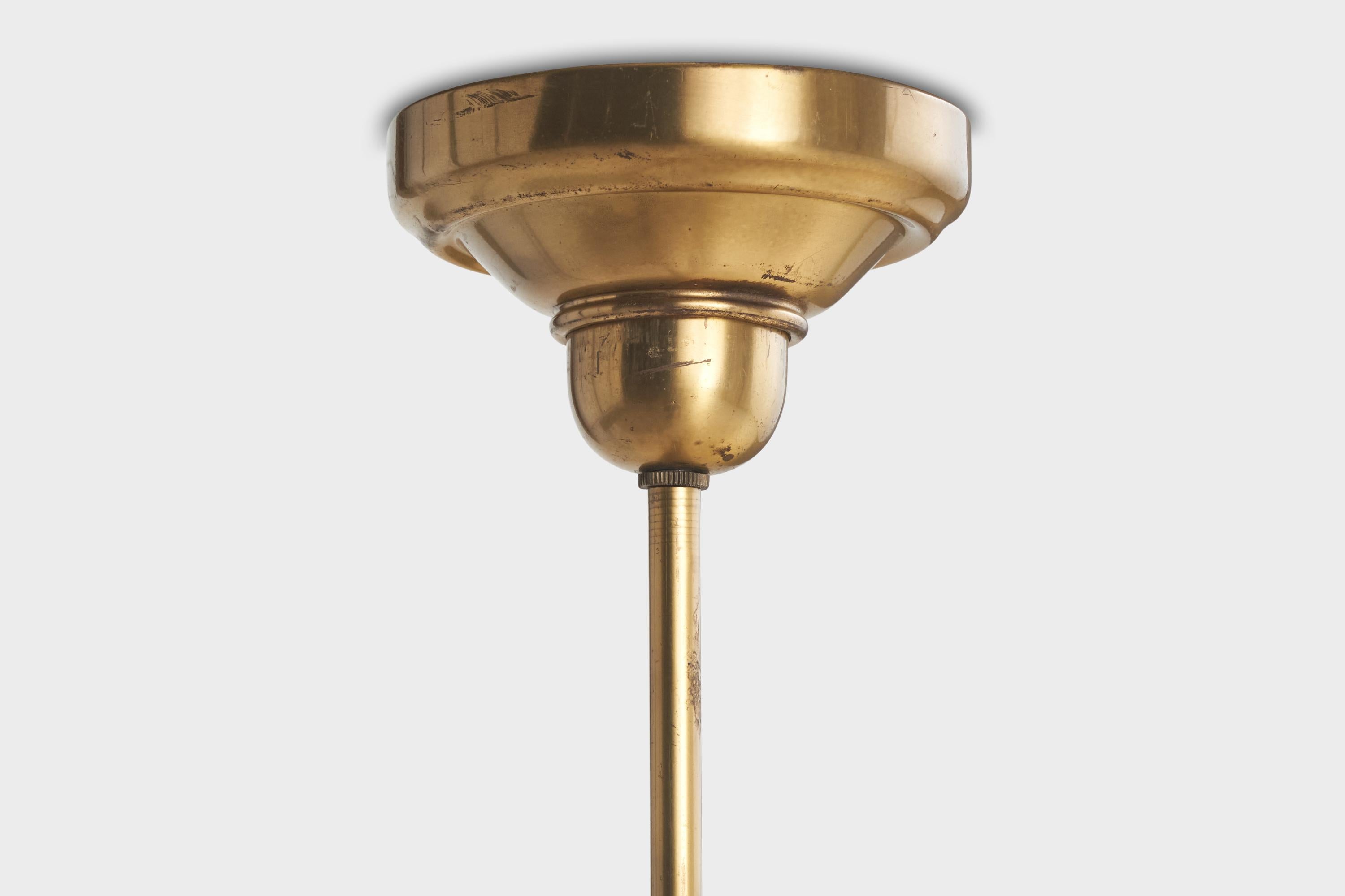 Lampadario di design svedese, ottone, tessuto, Svezia, anni '1940 in vendita 3