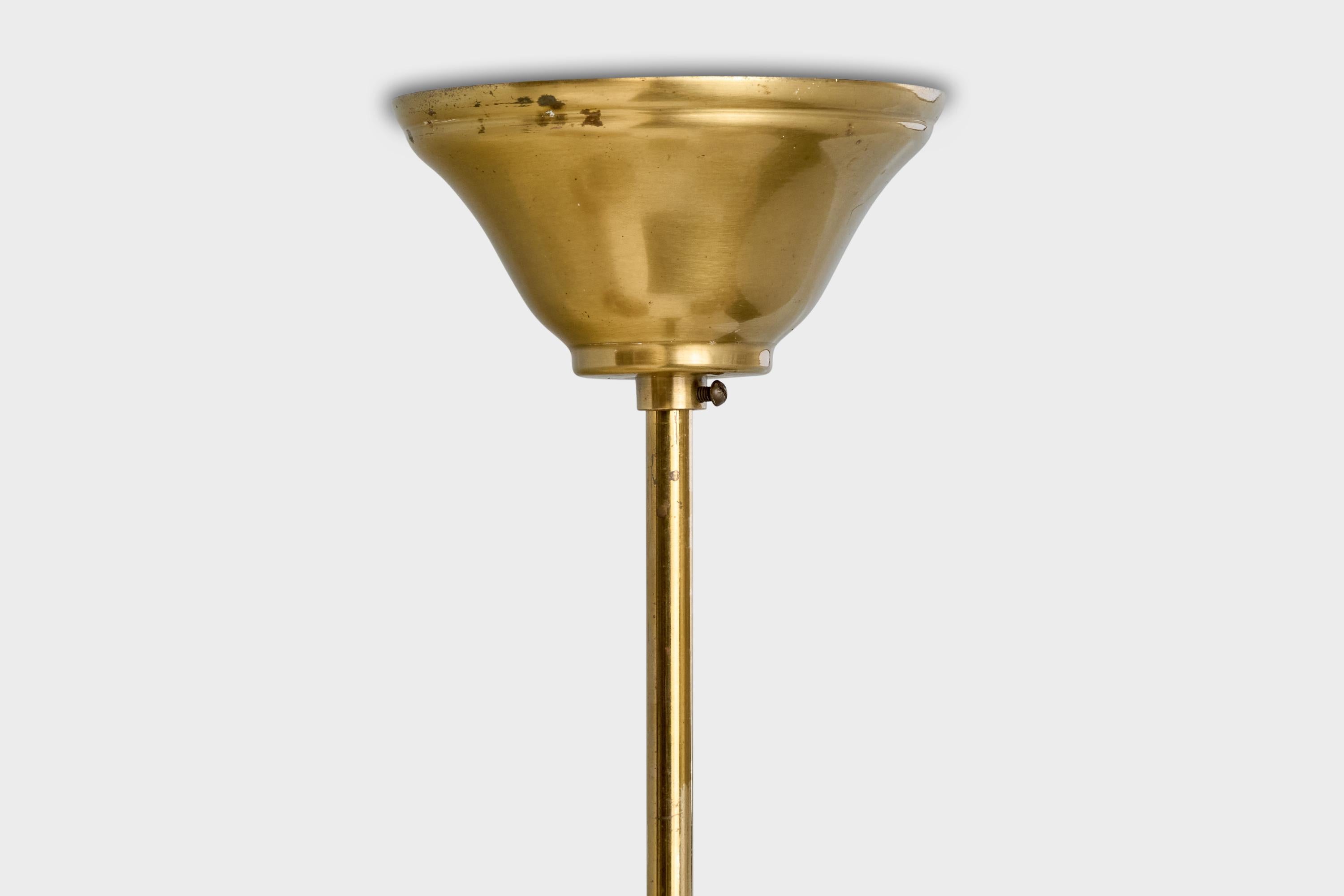 Lustre de créateur suédois, en laiton et tissu, Suède, années 1940 en vente 3